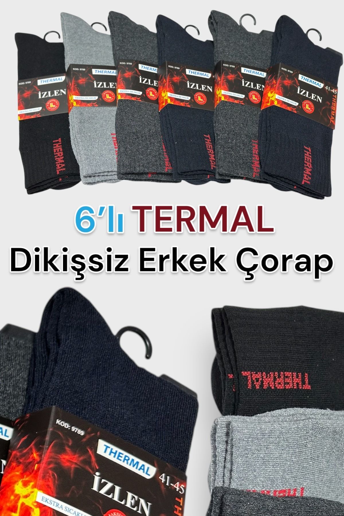 6'lı Erkek Siyah Termal Çorap