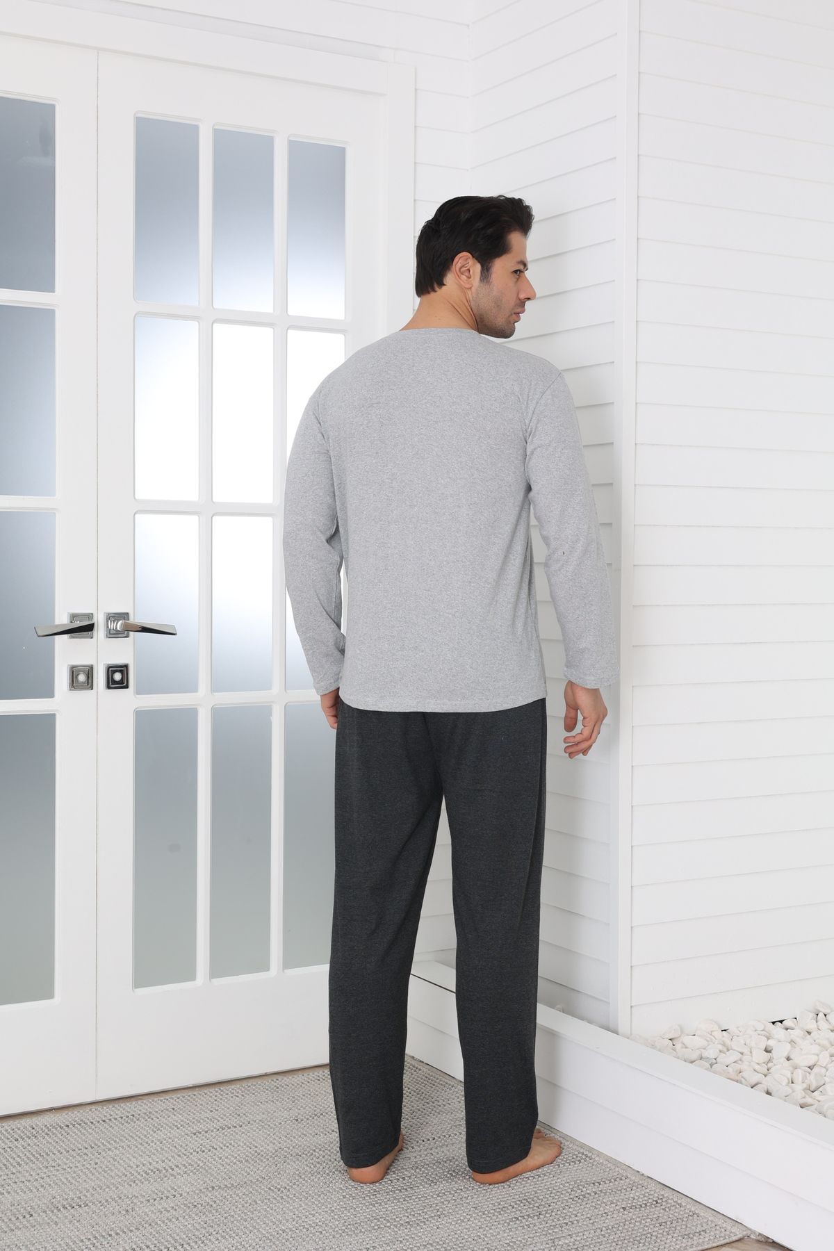Erkek Coton Pamuk Uzun Kol Pijama Takımı Mevsimlik Ürün