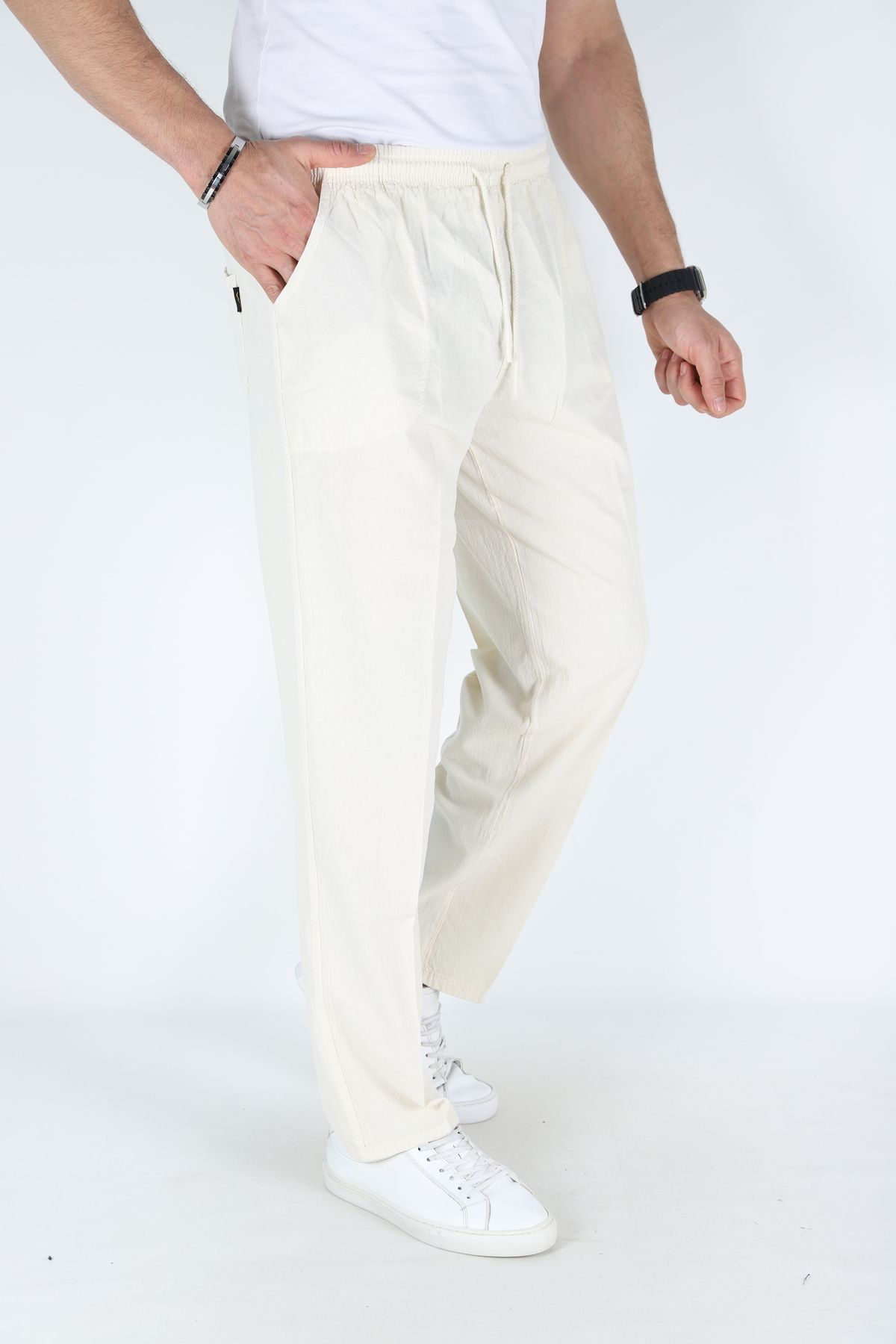 Erkek Hambez Lastikli Rahat Kalıp Pamuk Eşofman Alt Pantalon KEMİK-M