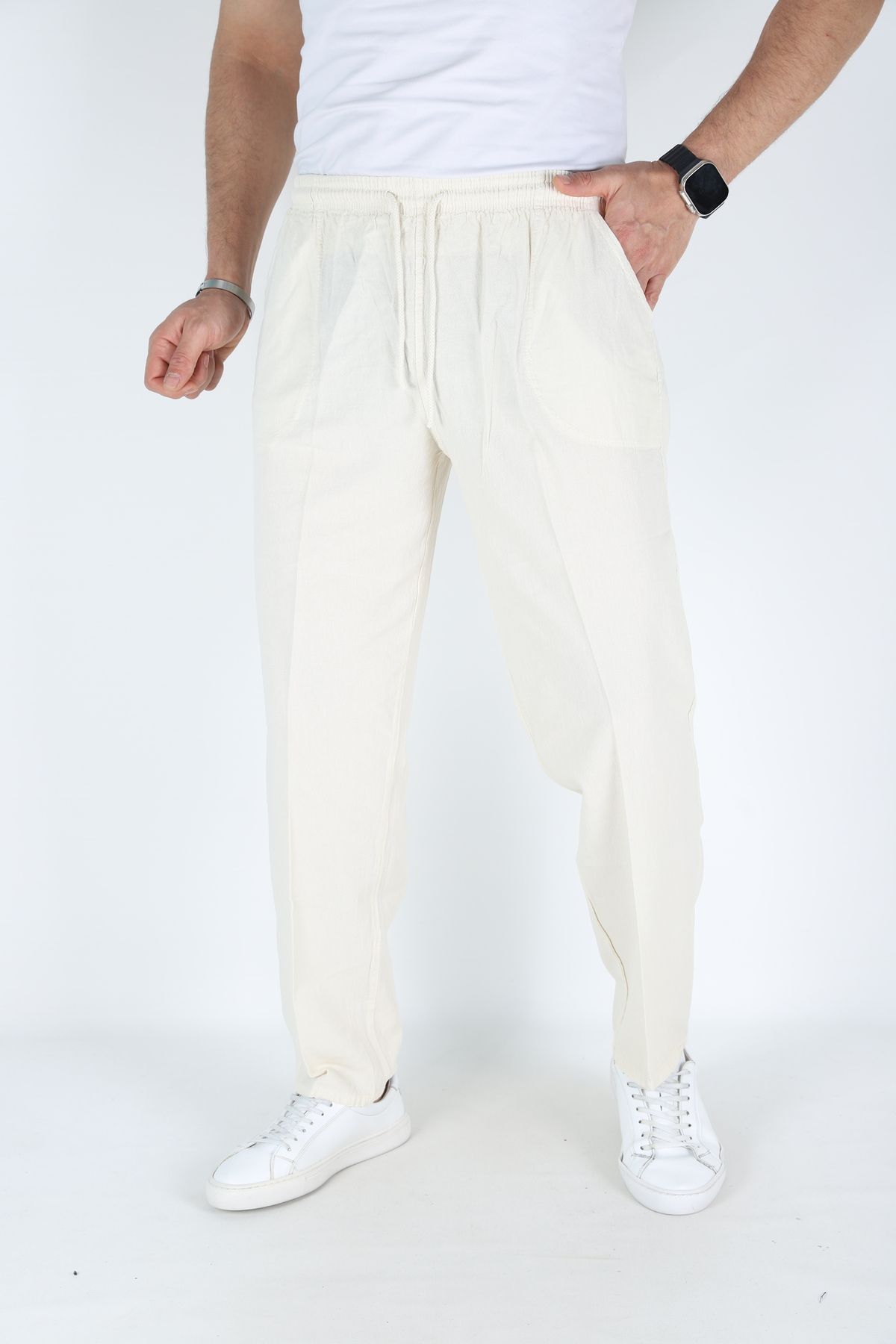 Erkek Hambez Lastikli Rahat Kalıp Pamuk Eşofman Alt Pantalon KEMİK-XL Erkek Hambez Lastikli Rahat Kalıp Pamuk Eşofman Alt Pantalon KEMİK-XL