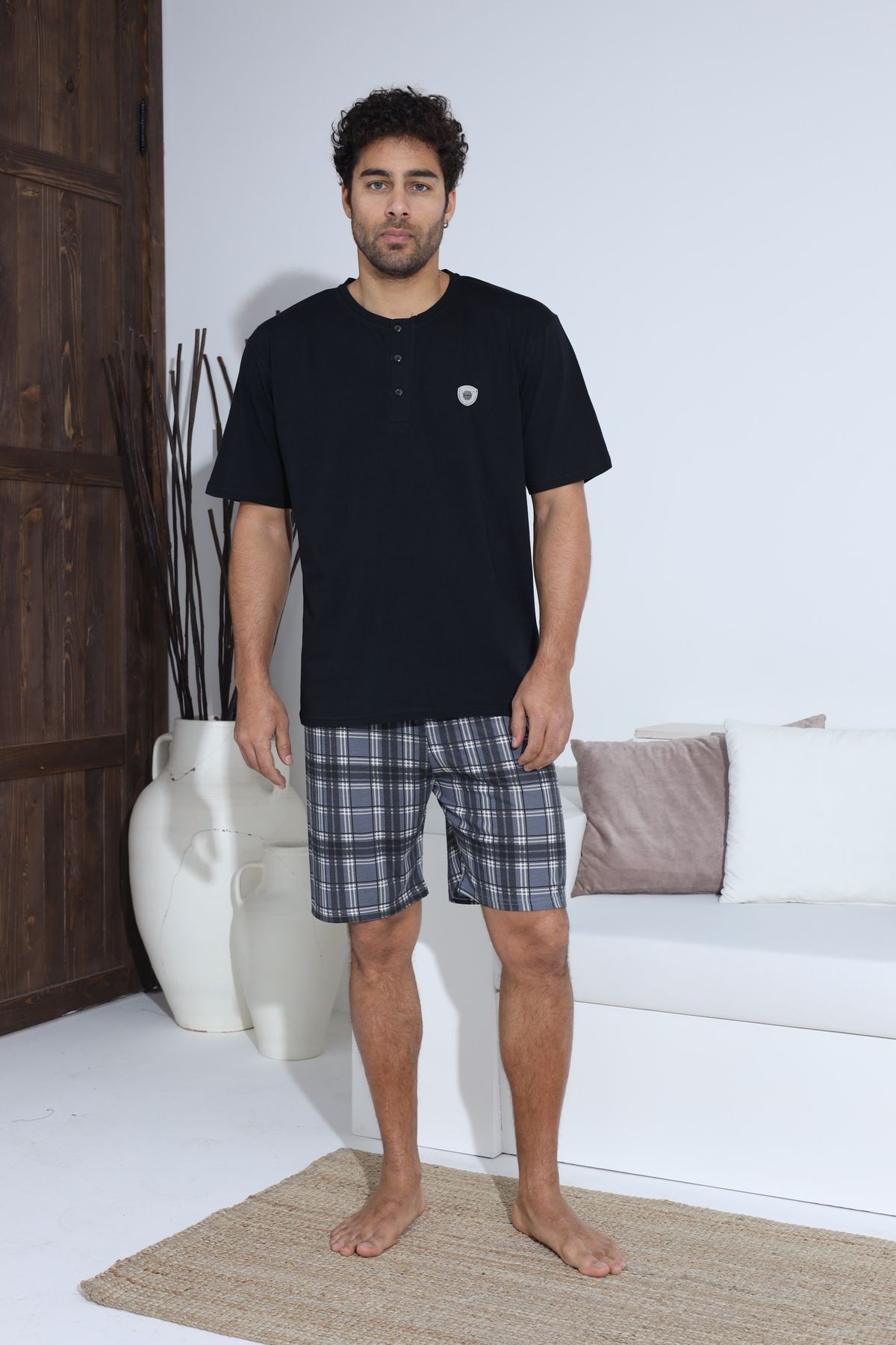 Erkek Kısa Kol Şortlu Erkek Pijama Takımı YENİ SEZON
