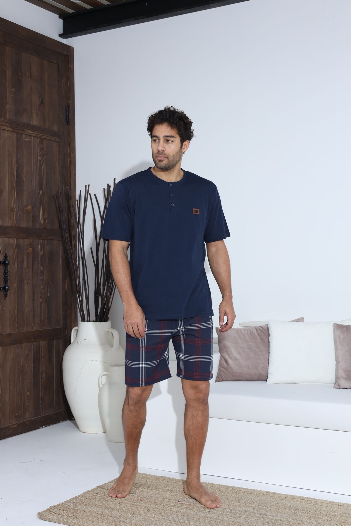 Erkek Kısa Kol Şortlu Erkek Pijama Takımı YENİ SEZON