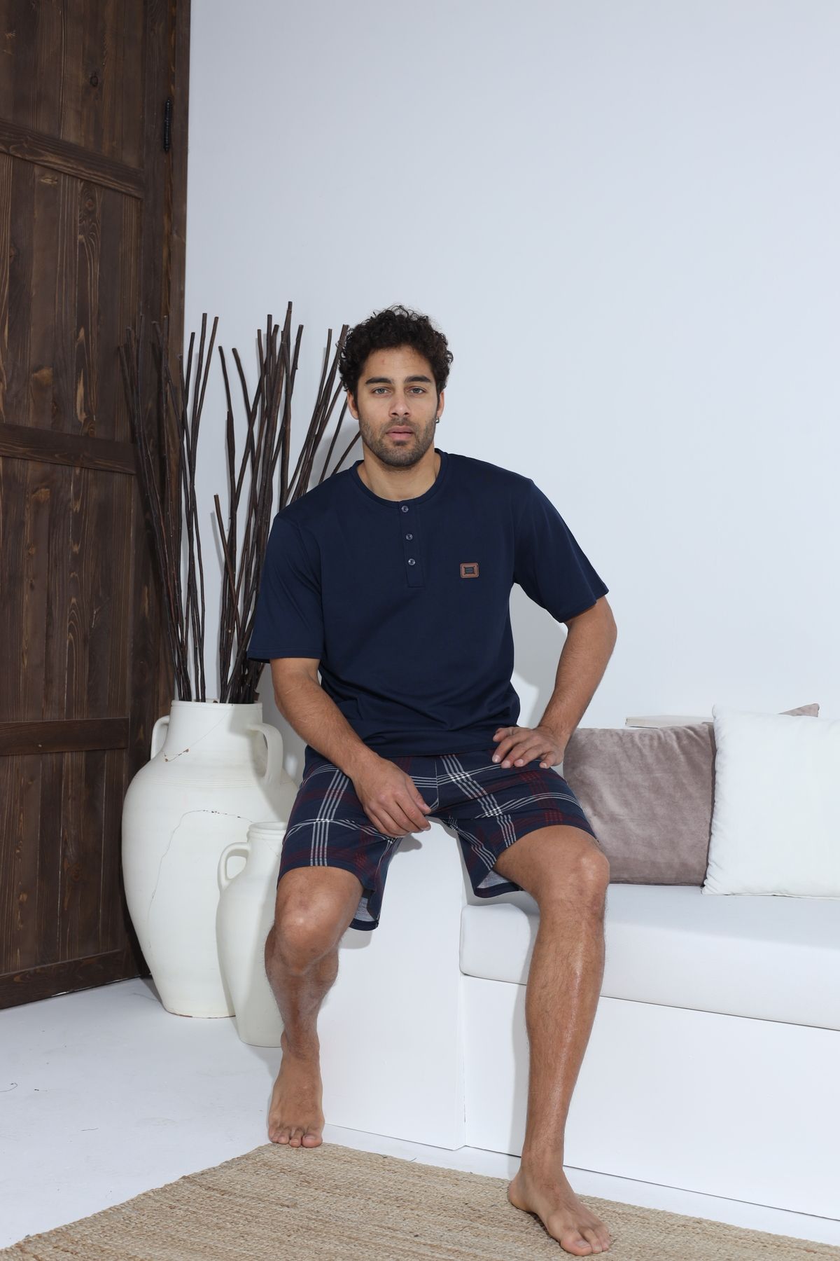 Erkek Kısa Kol Şortlu Erkek Pijama Takımı YENİ SEZON