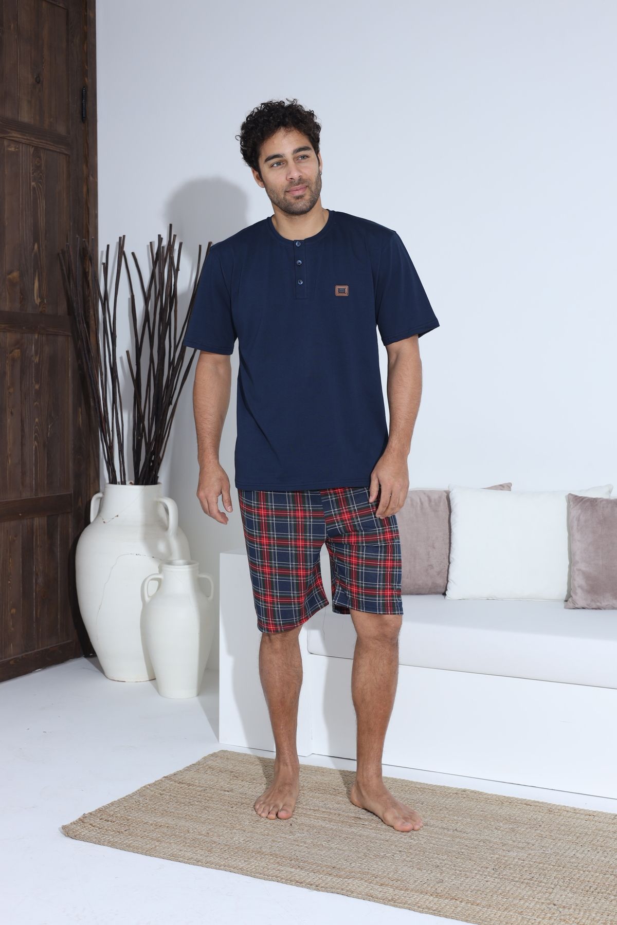 Erkek Kısa Kol Şortlu Erkek Pijama Takımı YENİ SEZON