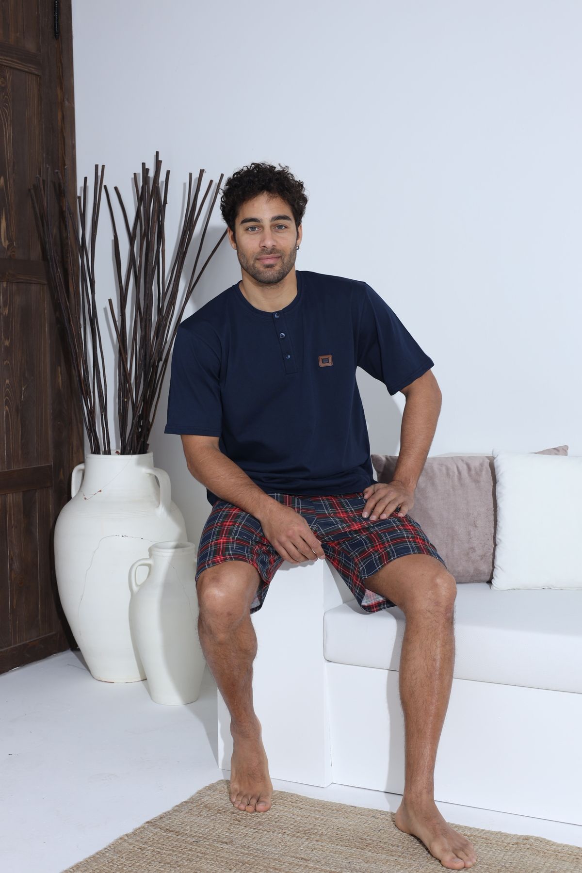 Erkek Kısa Kol Şortlu Erkek Pijama Takımı YENİ SEZON