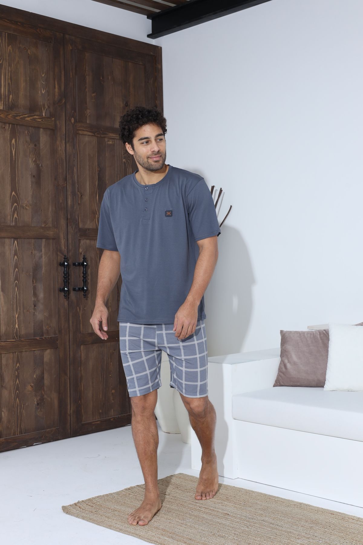 Erkek Kısa Kol Şortlu Erkek Pijama Takımı YENİ SEZON