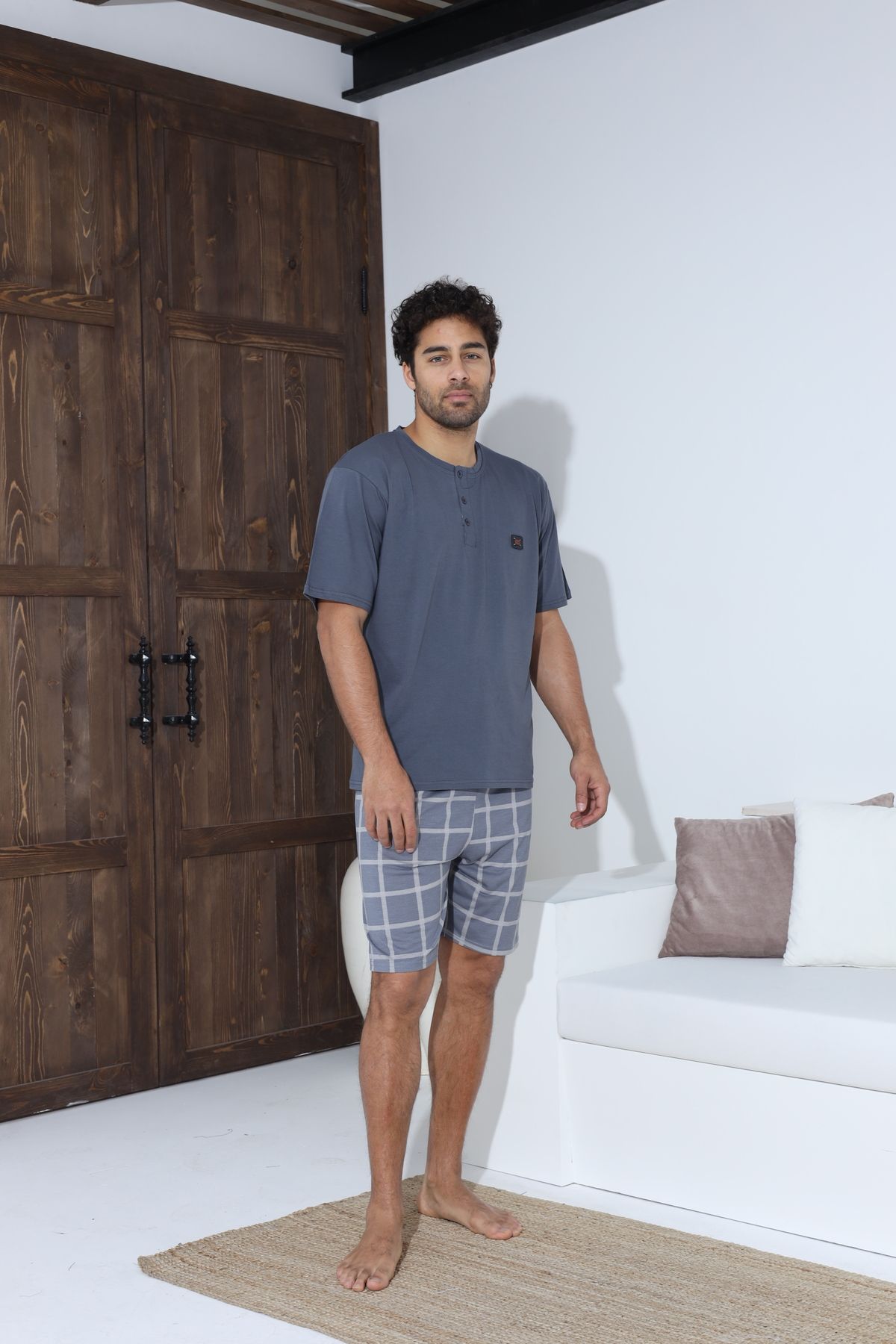 Erkek Kısa Kol Şortlu Erkek Pijama Takımı YENİ SEZON