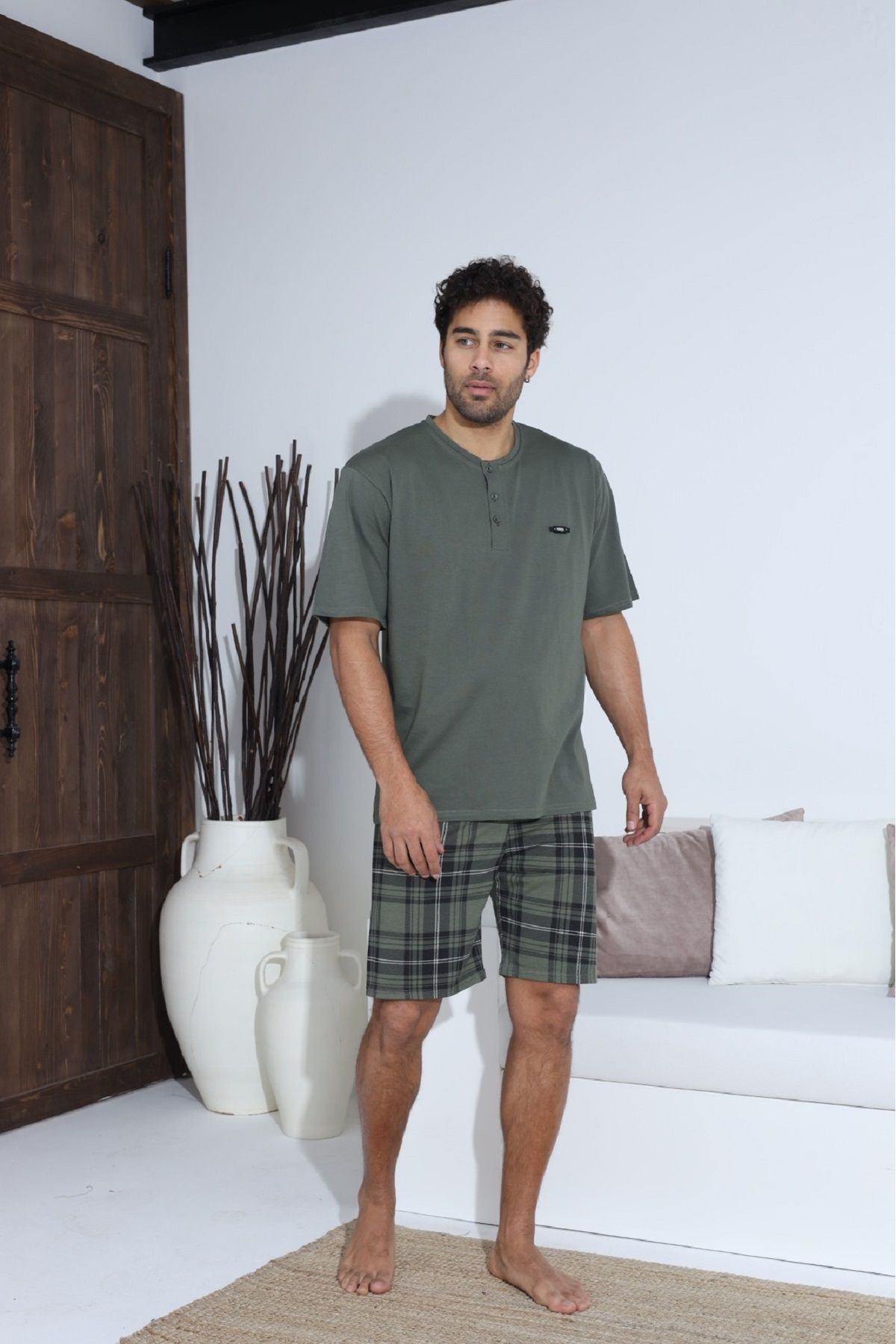 Erkek Kısa Kol Şortlu Penye Süprem Pijama Takımı