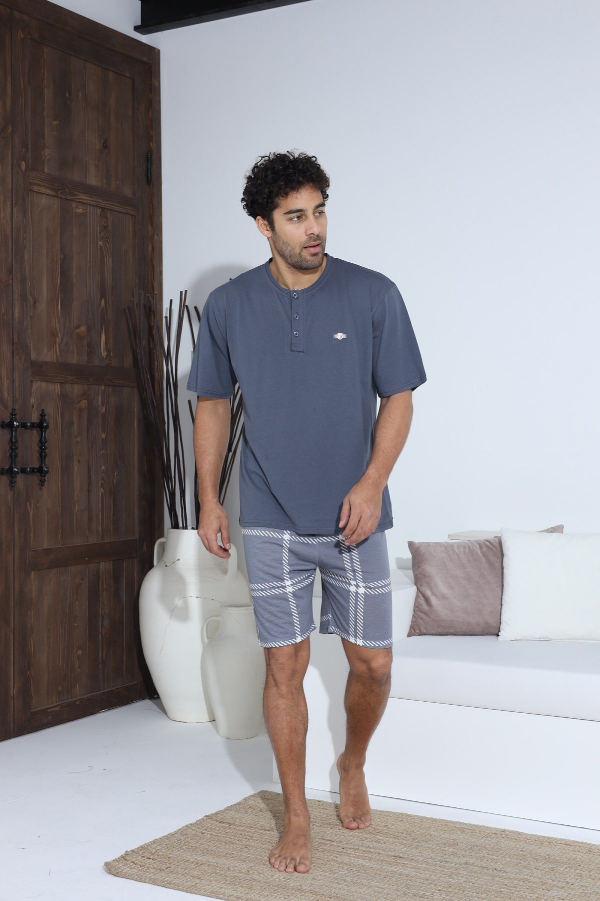 Erkek Kısa Kol Şortlu Penye Süprem Pijama Takımı