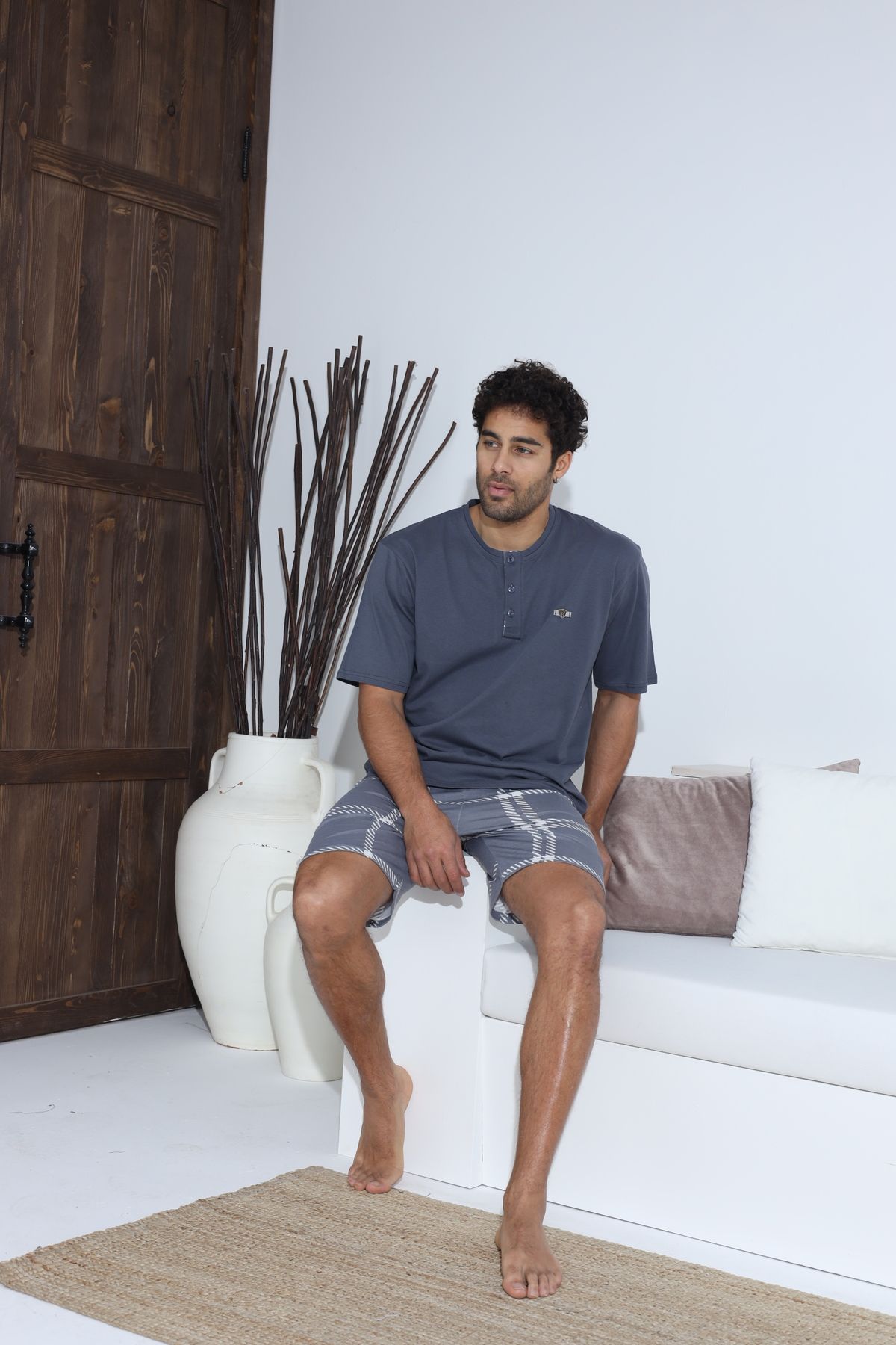 Erkek Kısa Kol Şortlu Penye Süprem Pijama Takımı