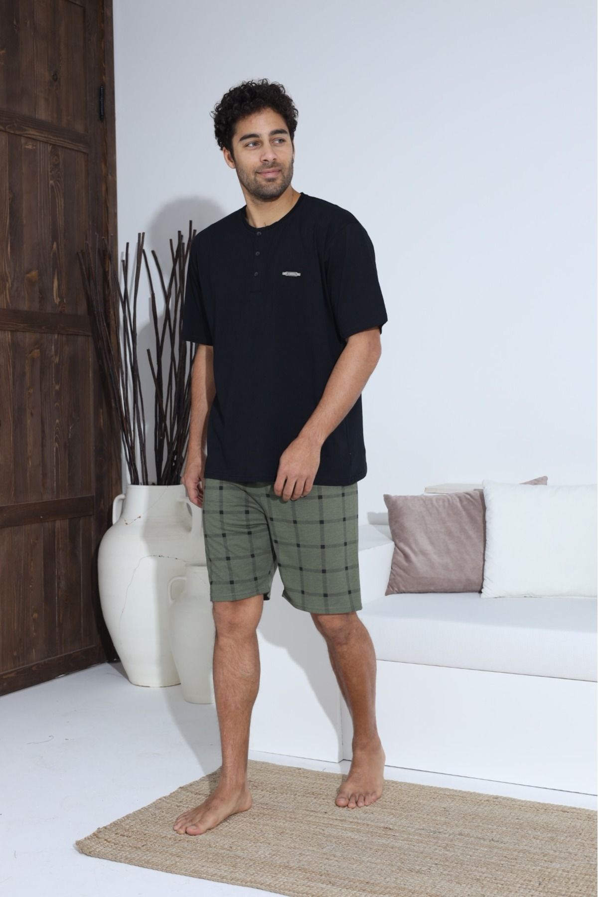 Erkek Kısa Kol Şortlu Penye Süprem Pijama Takımı