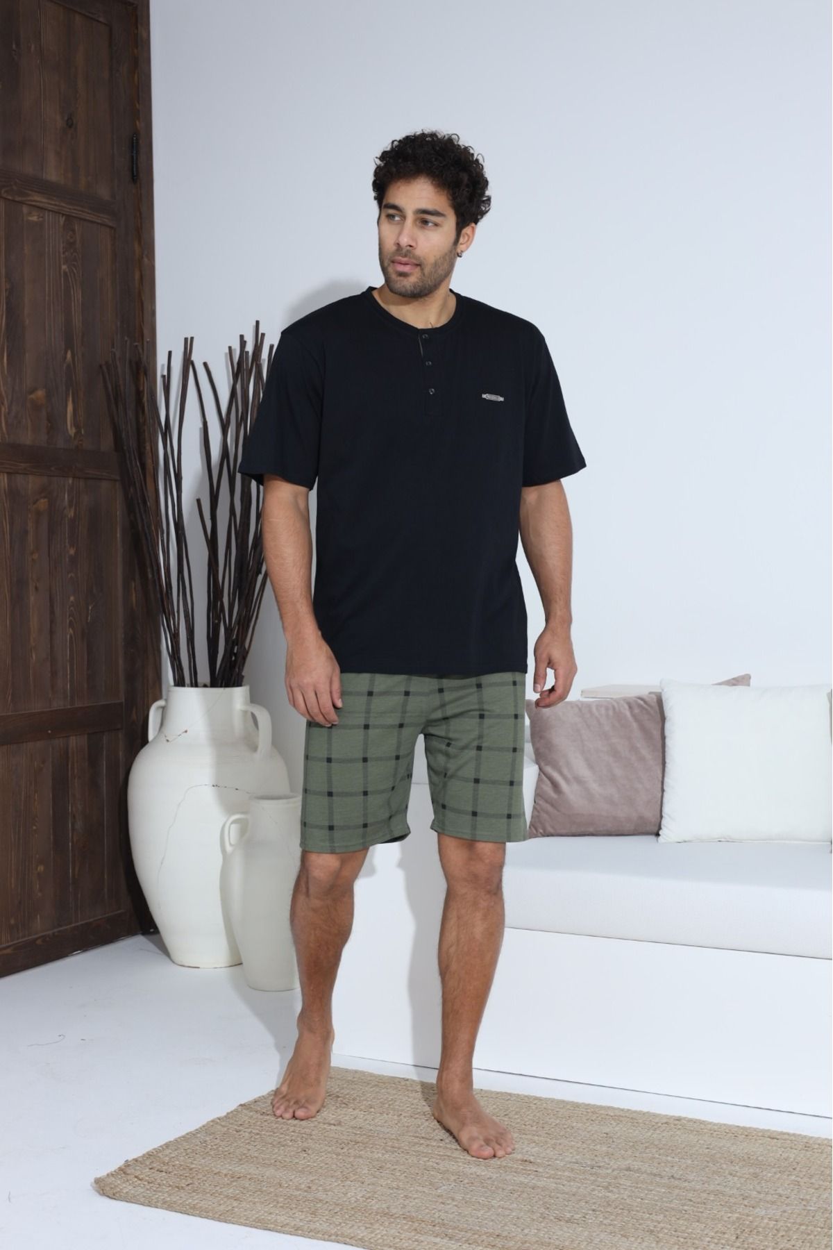 Erkek Kısa Kol Şortlu Penye Süprem Pijama Takımı