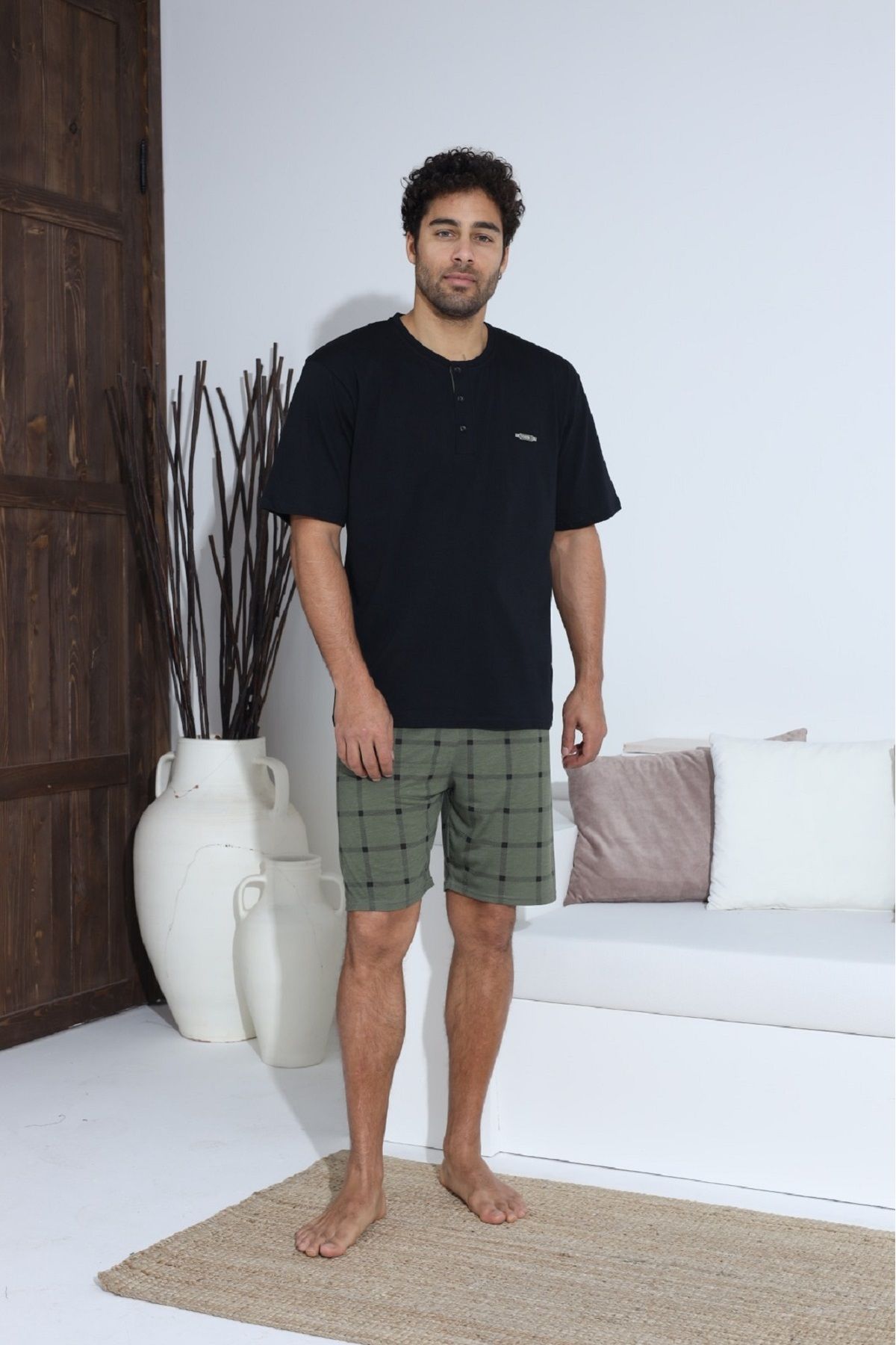 Erkek Kısa Kol Şortlu Penye Süprem Pijama Takımı