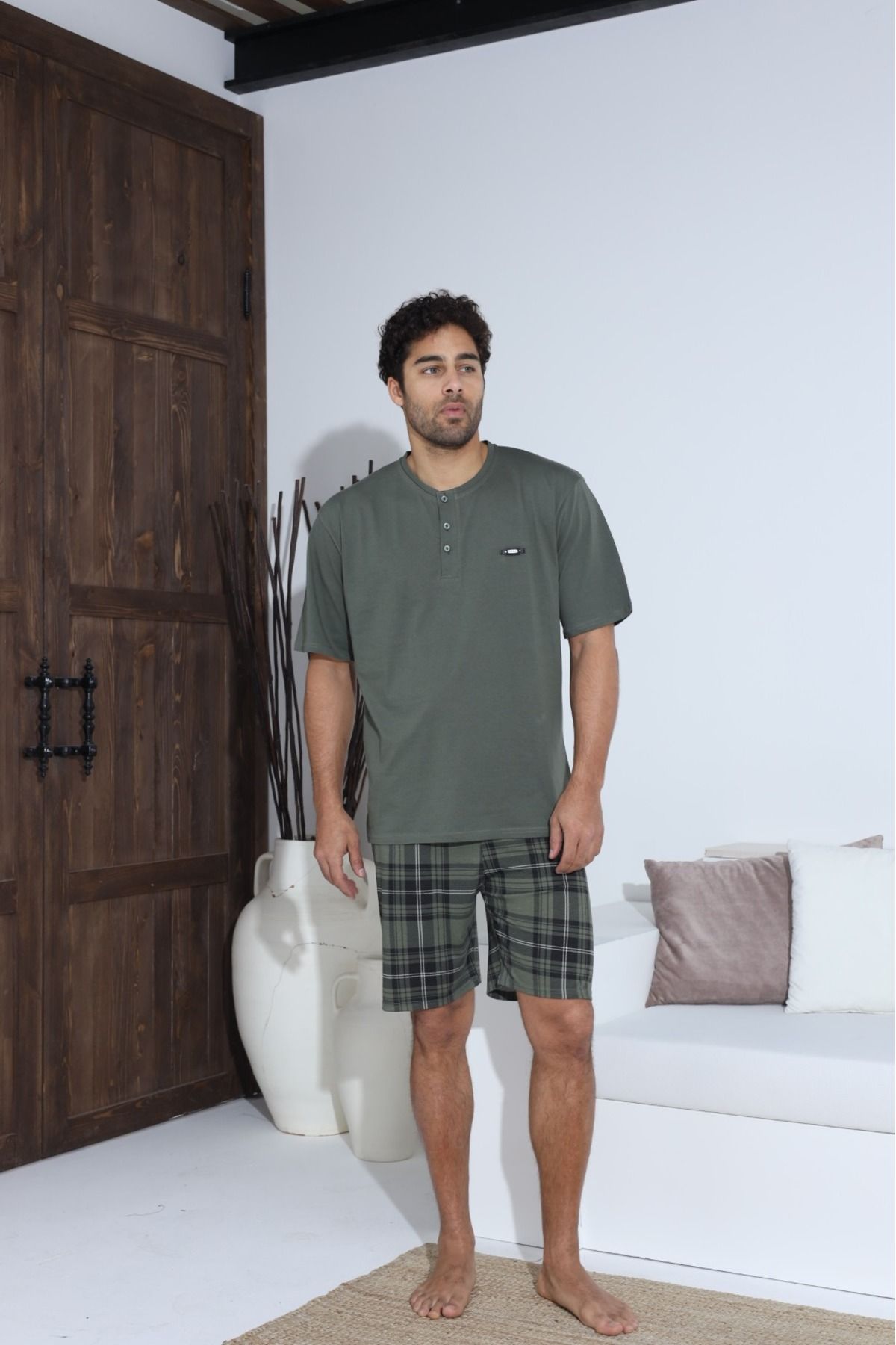 Erkek Kısa Kol Şortlu Penye Süprem Pijama Takımı