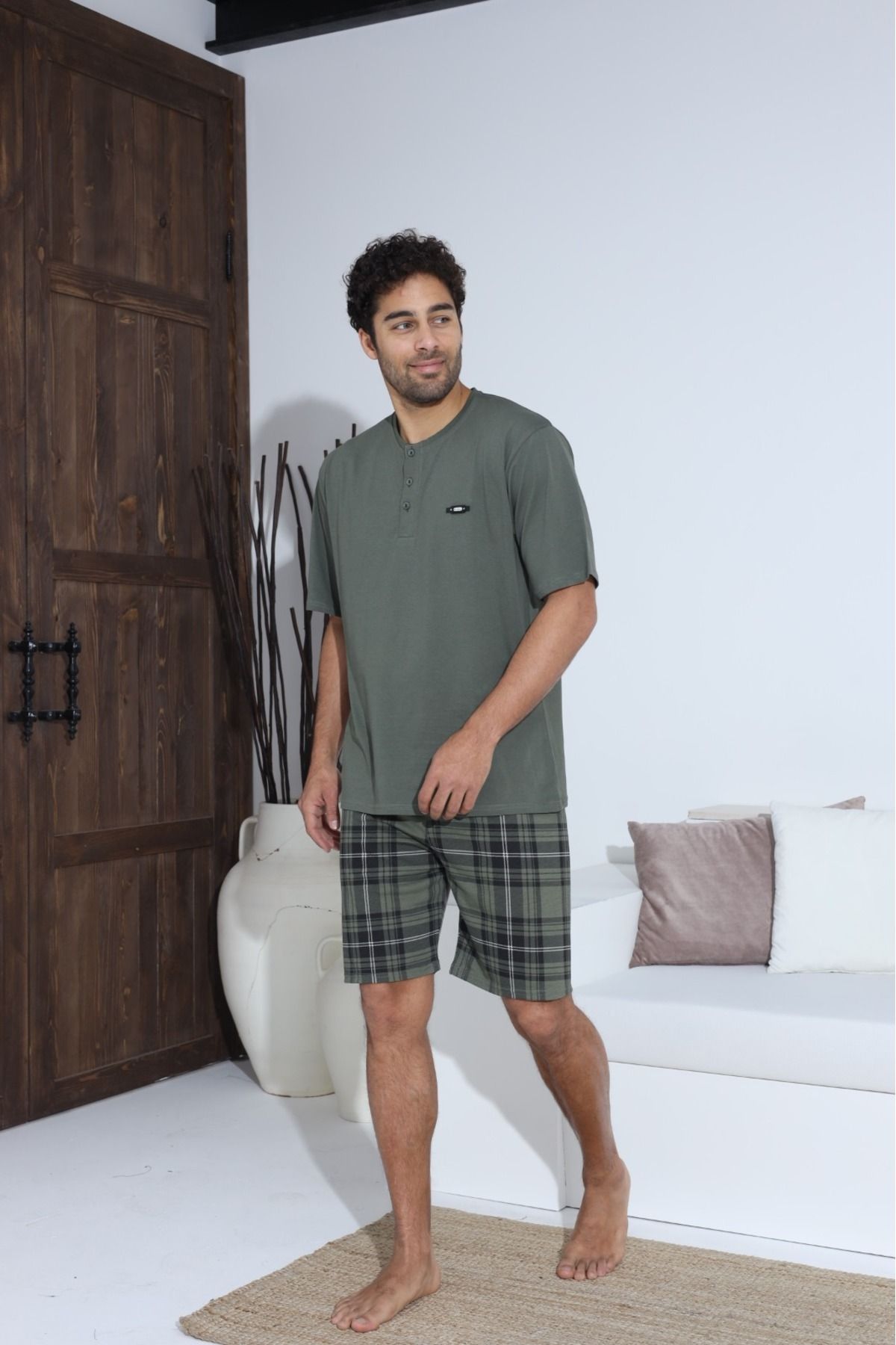 Erkek Kısa Kol Şortlu Penye Süprem Pijama Takımı