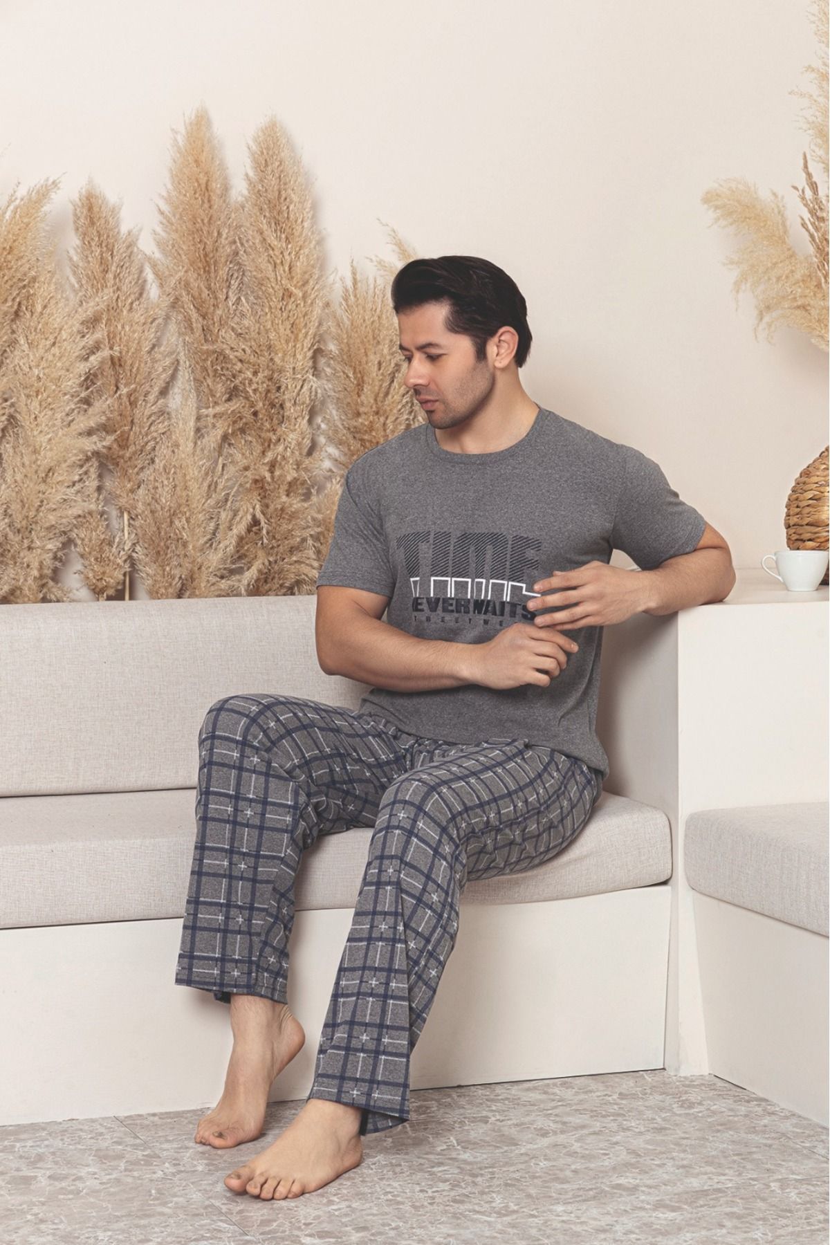 Erkek Kısa Kollu Yazlık Pijama Takımı YENİ SEZON