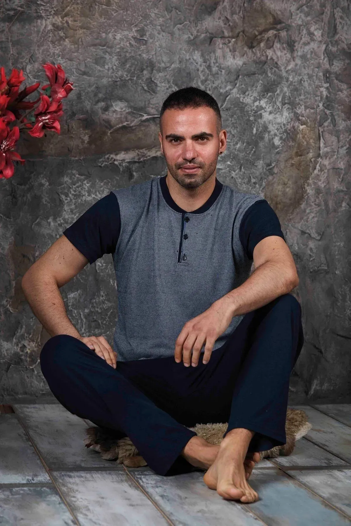 Erkek Parçalı Kısa Kollu Altı Uzun Penye Örme Kumaş Yazlık Pijama Takımı GRİ-2XL Erkek Parçalı Kısa Kollu Altı Uzun Penye Örme Kumaş Yazlık Pijama Takımı GRİ-2XL