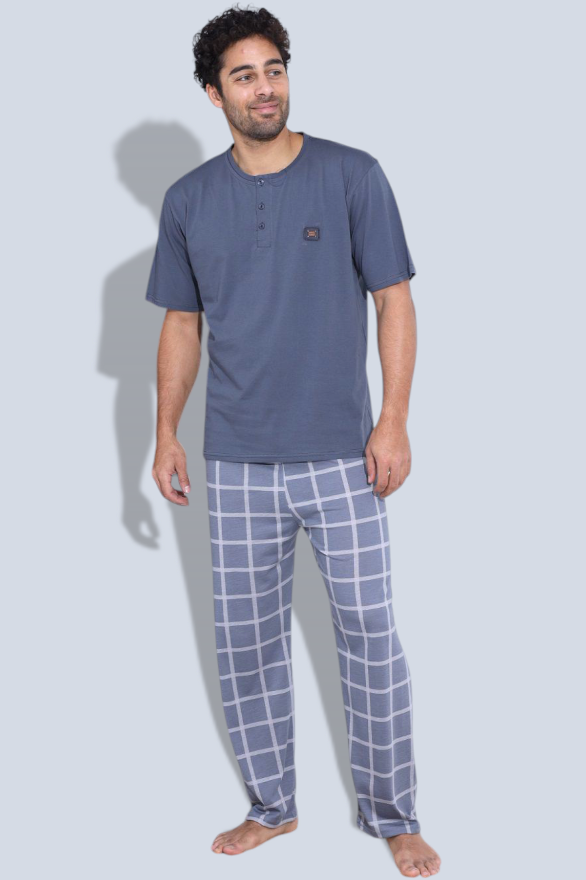 Erkek Penye Süprem Kısa Kol Yazlık Erkek Pijama Takımı MAVİ-L