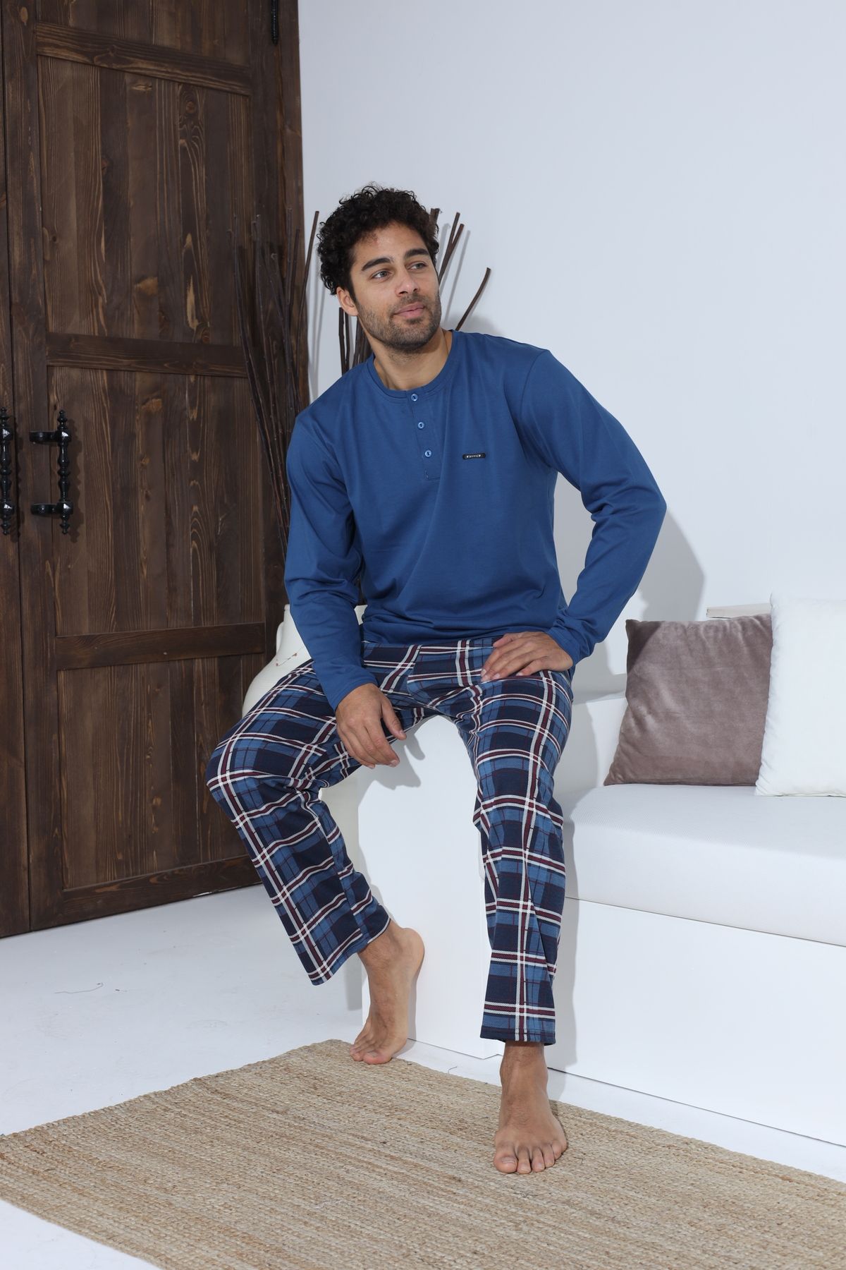 Erkek Penye Süprem Uzun Kol Pijama Takımı