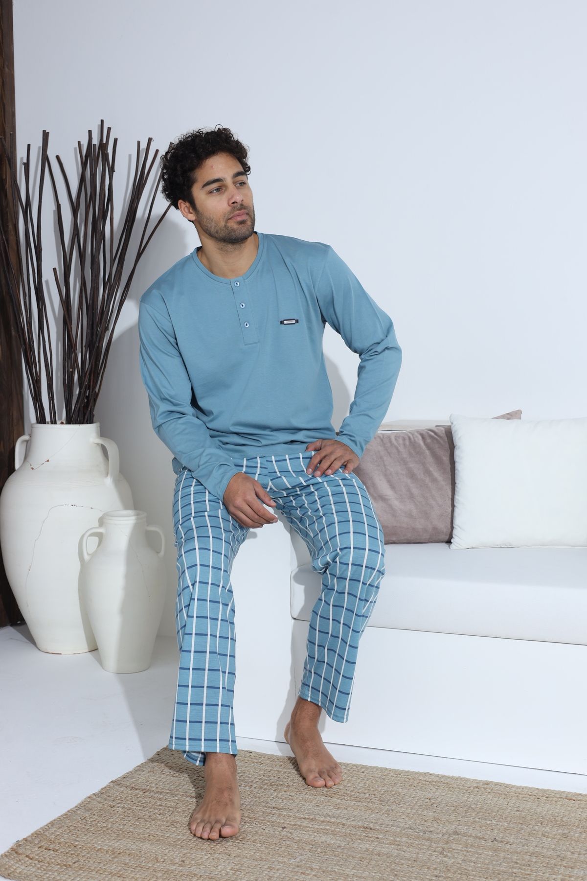 Erkek Penye Süprem Uzun Kol Pijama Takımı
