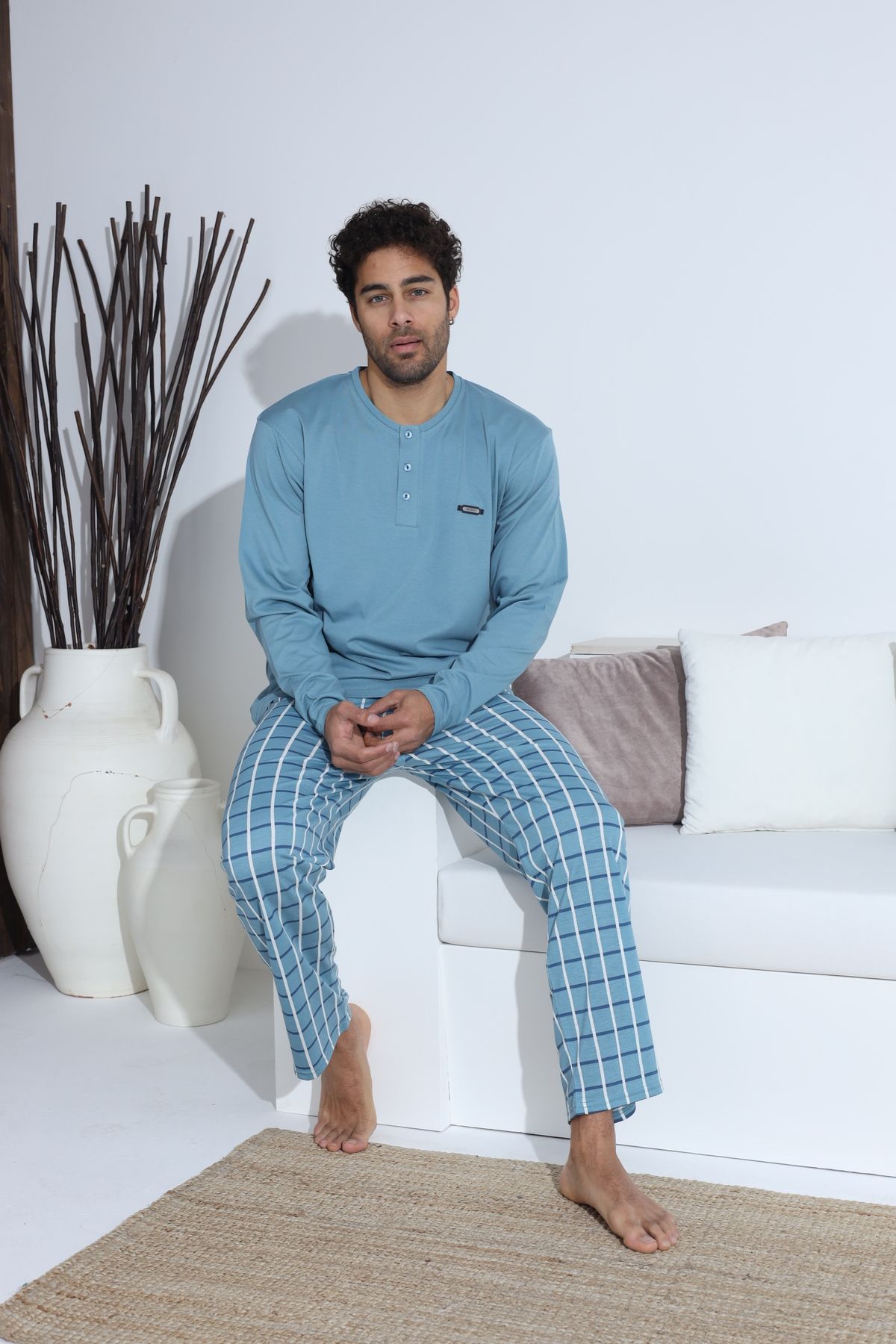 Erkek Penye Süprem Uzun Kol Pijama Takımı