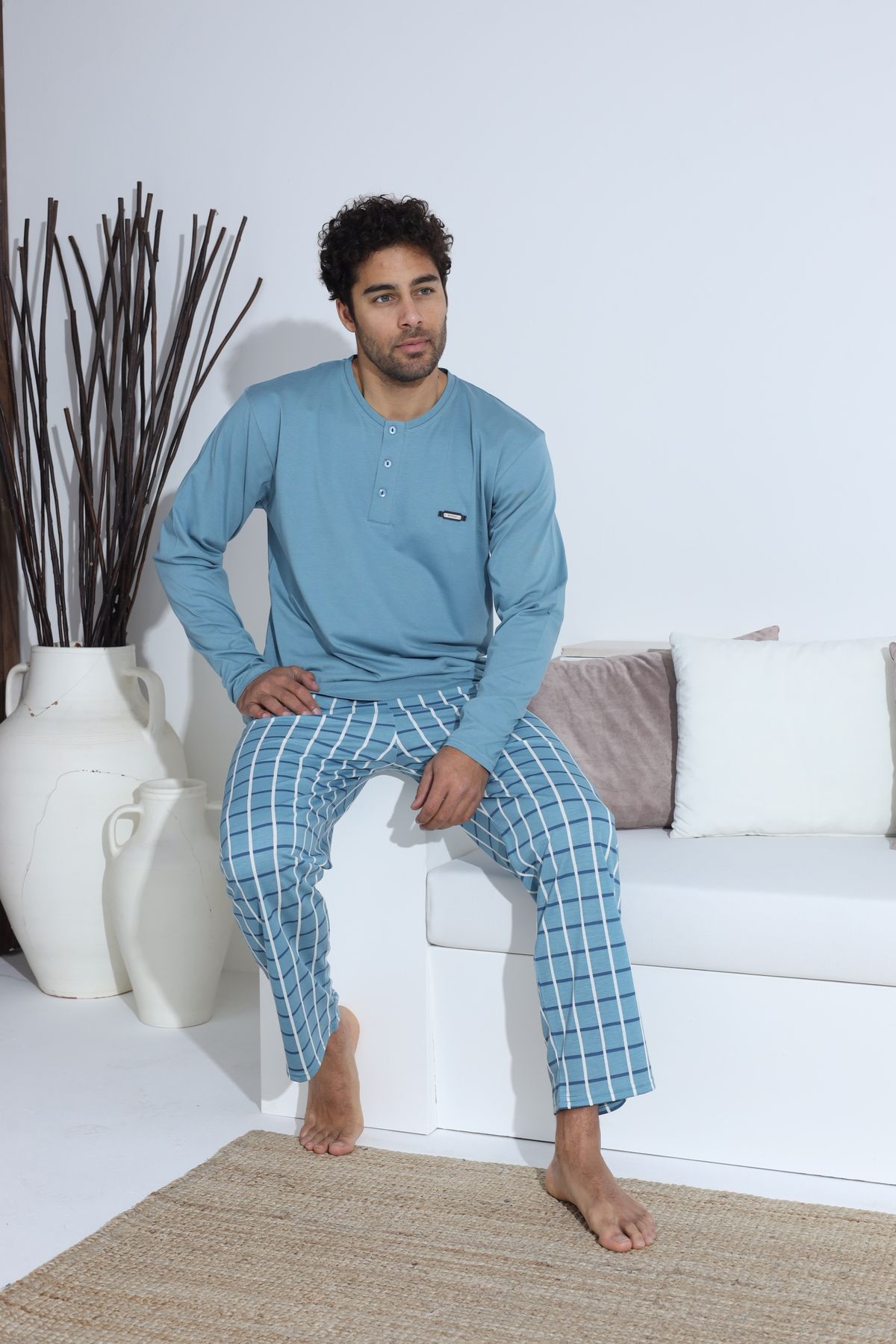 Erkek Penye Süprem Uzun Kol Pijama Takımı