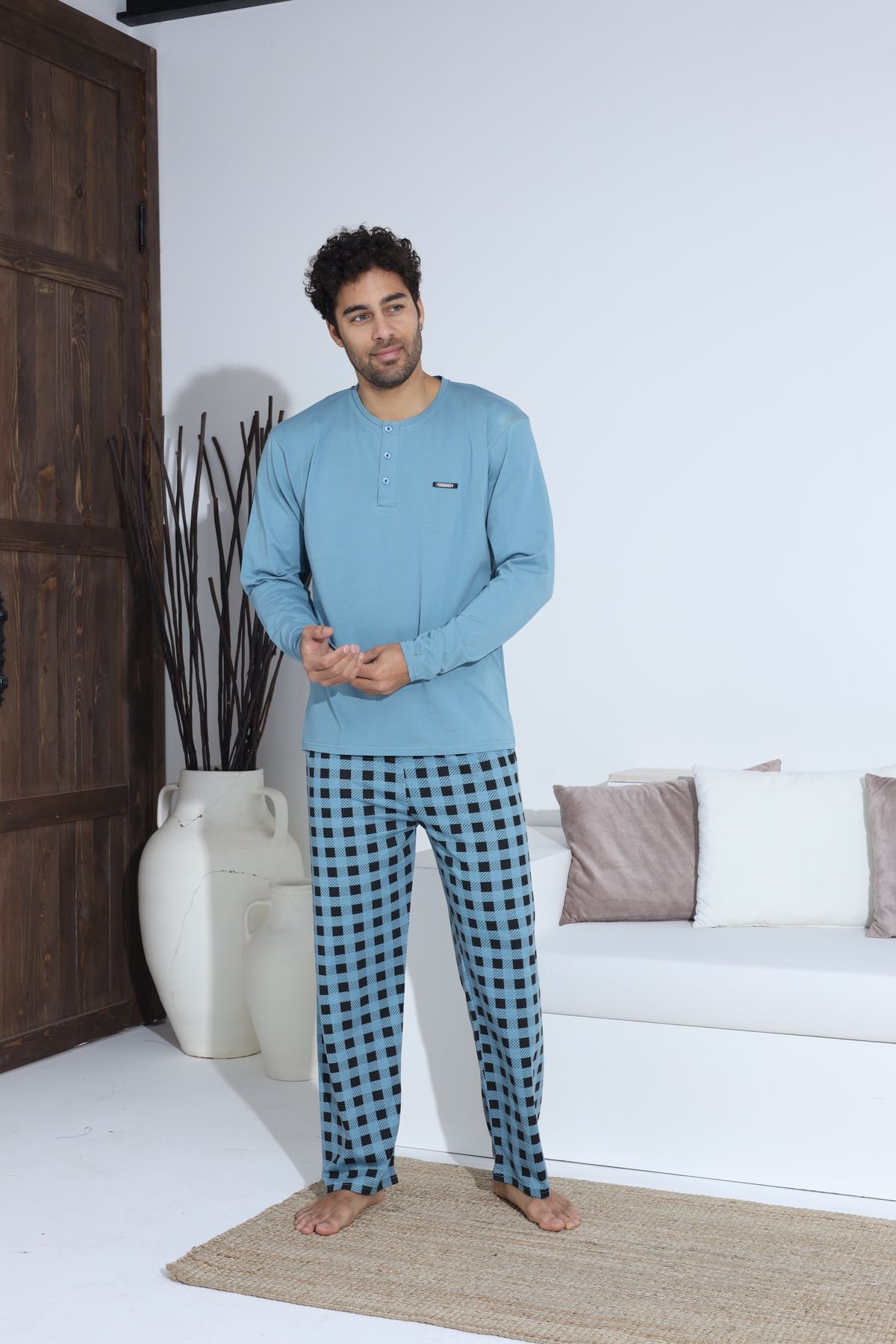 Erkek Penye Süprem Uzun Kol Pijama Takımı