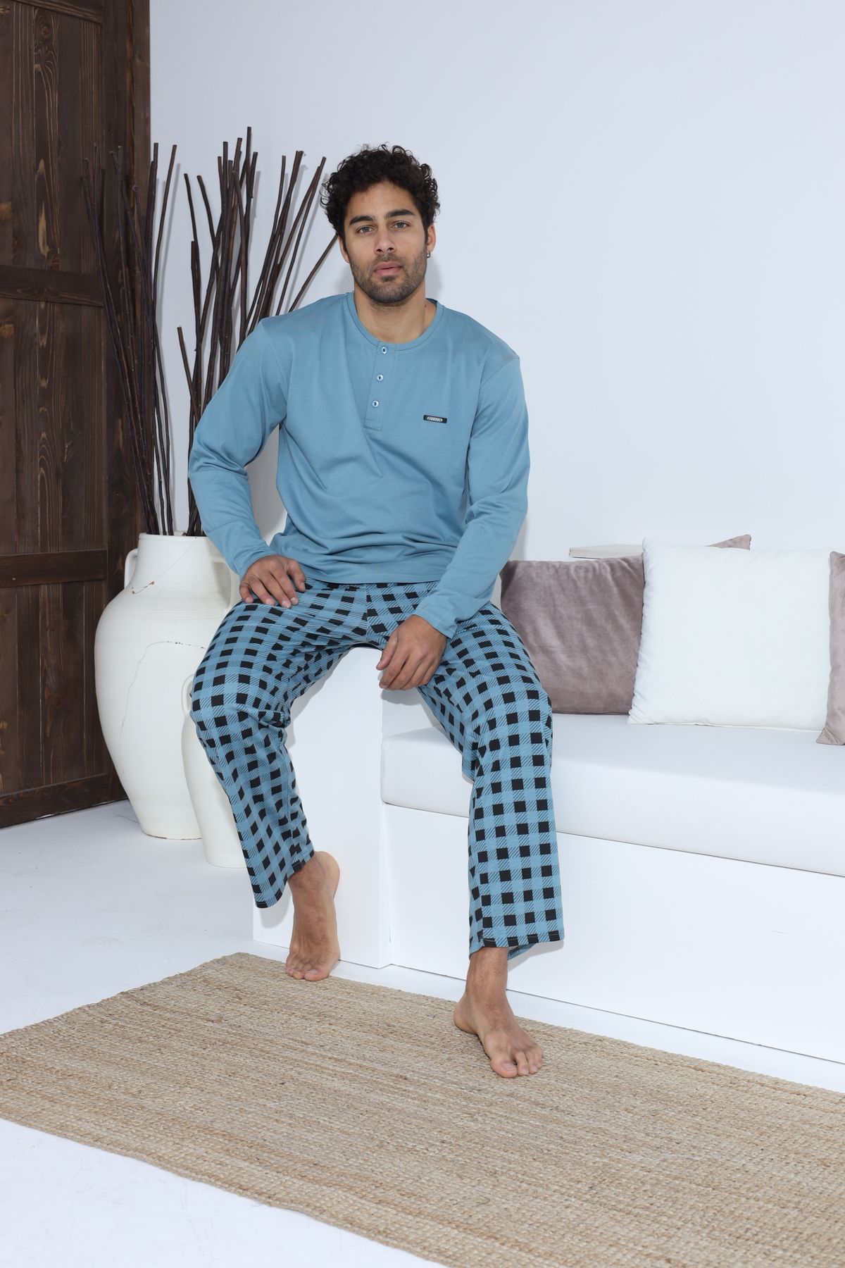 Erkek Penye Süprem Uzun Kol Pijama Takımı