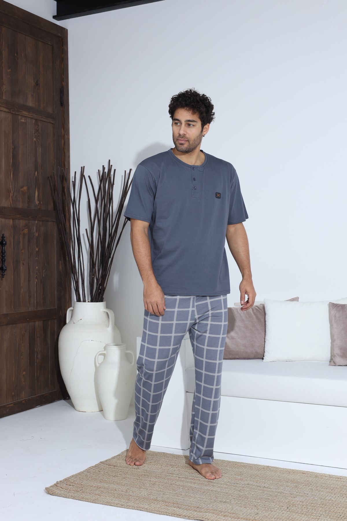 Erkek Yazlık Kısa Kol Penye Süprem Pijama Takımı