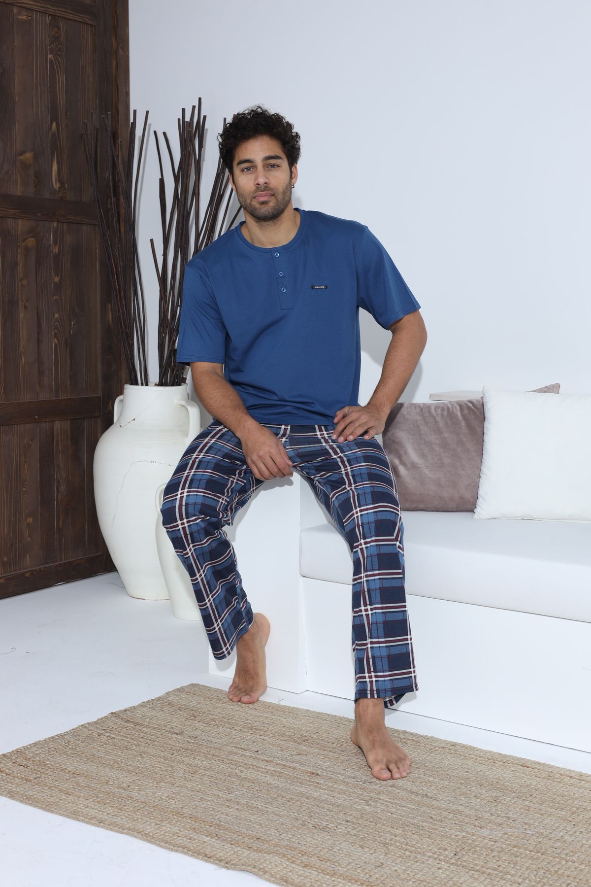 Erkek Yazlık Kısa Kol Penye Süprem Pijama Takımı