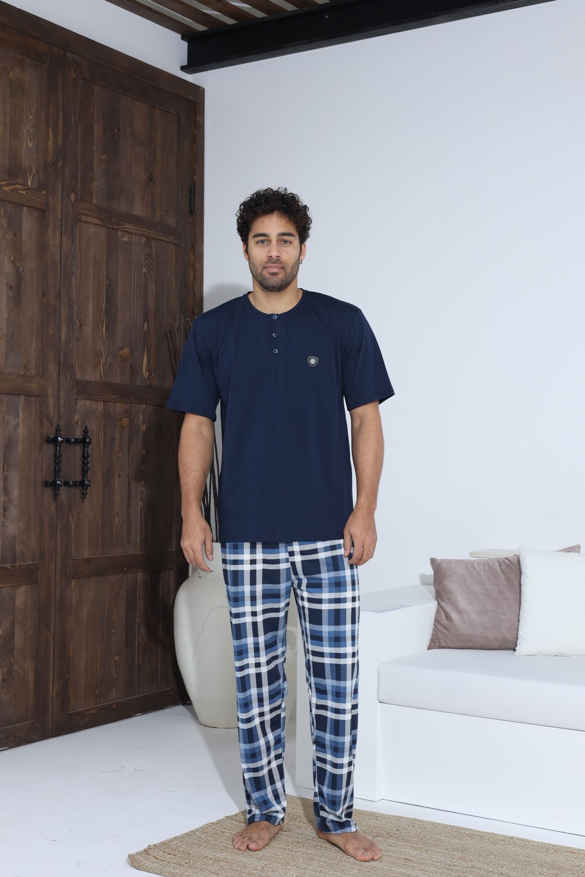 Erkek Yazlık Kısa Kol Penye Süprem Pijama Takımı