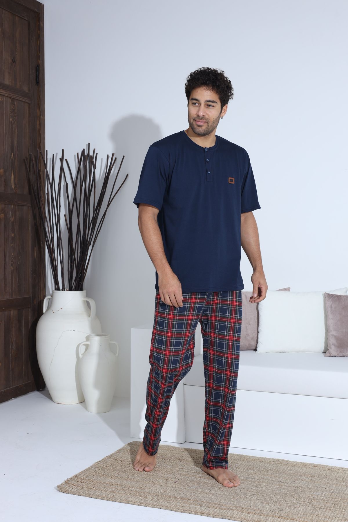 Erkek Yazlık Kısa Kol Penye Süprem Pijama Takımı