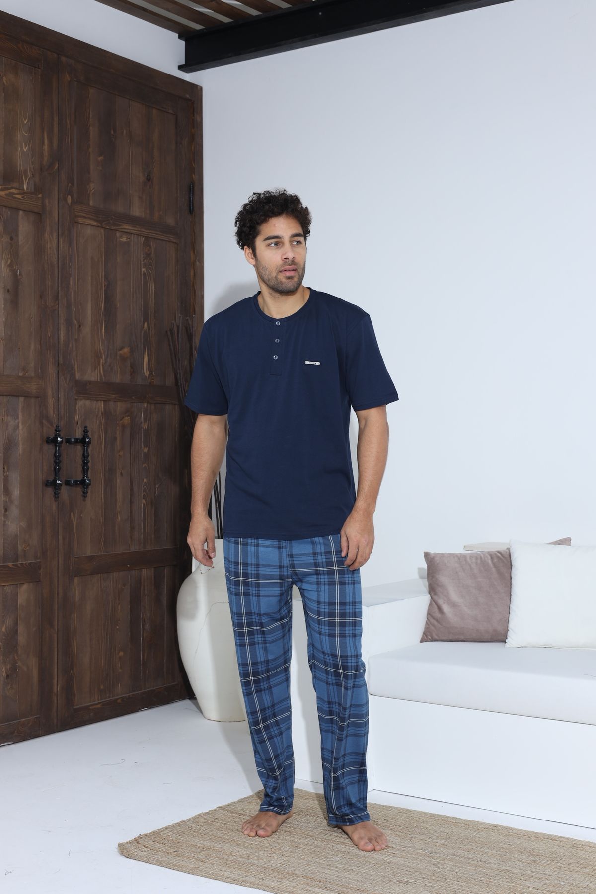 Erkek Yazlık Kısa Kol Penye Süprem Pijama Takımı