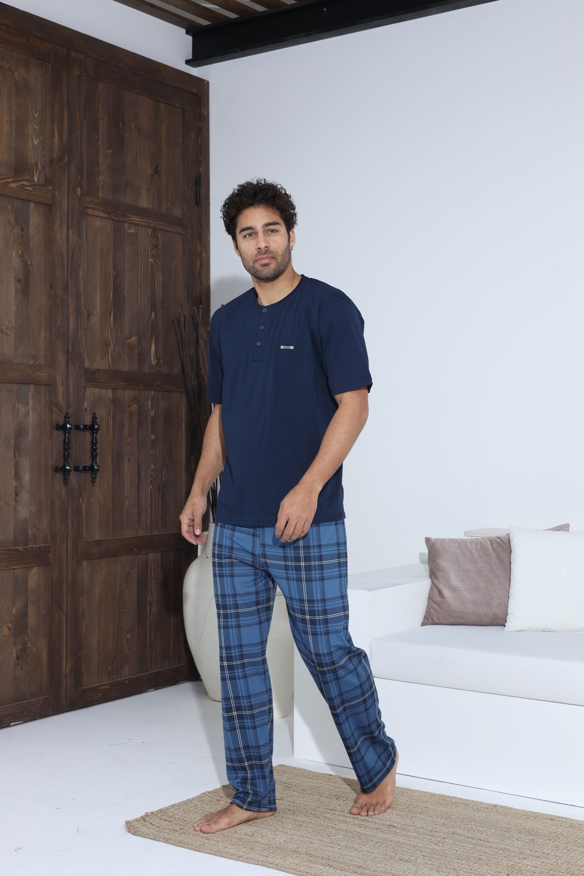 Erkek Yazlık Kısa Kol Penye Süprem Pijama Takımı