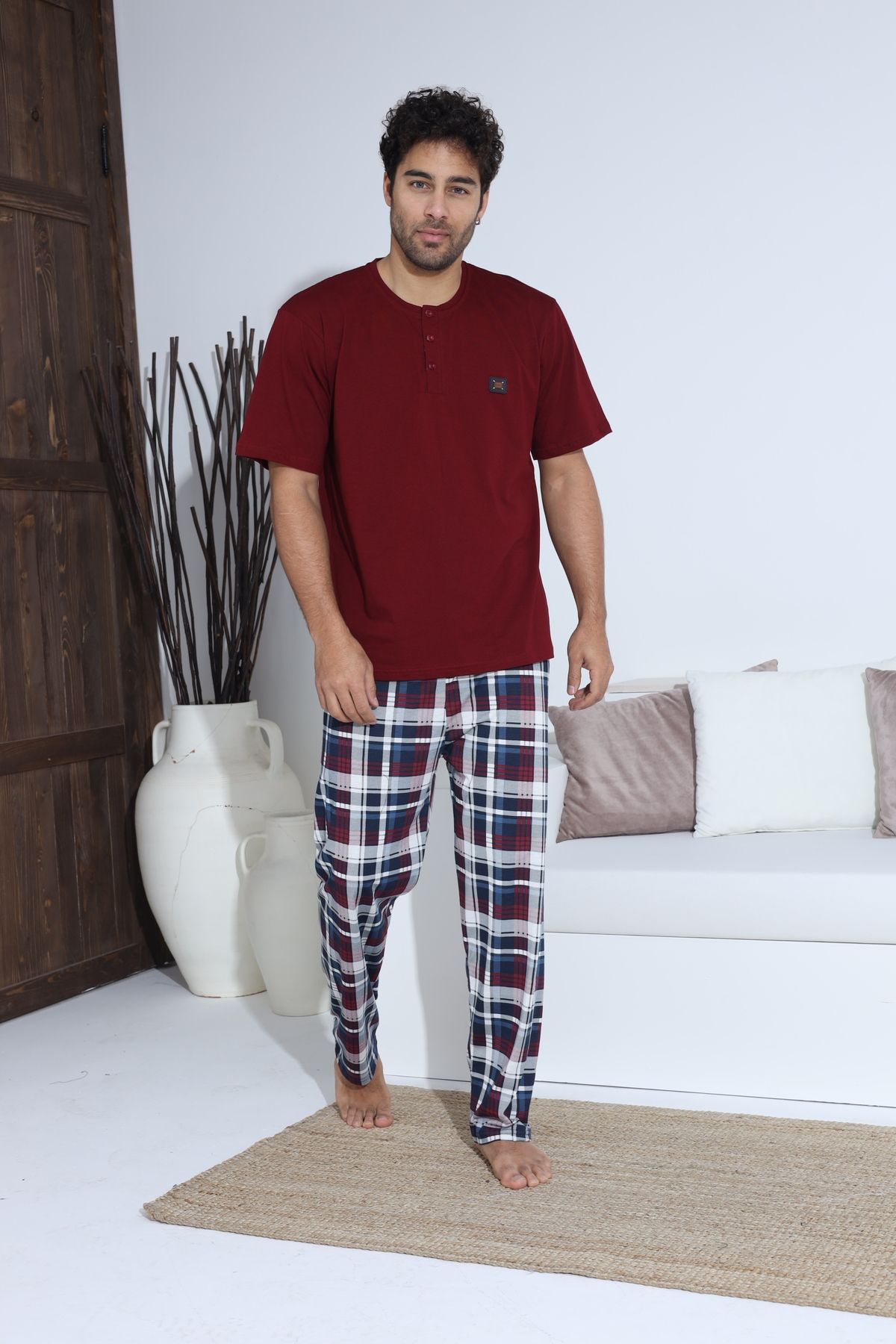 Erkek Yazlık Kısa Kol Penye Süprem Pijama Takımı