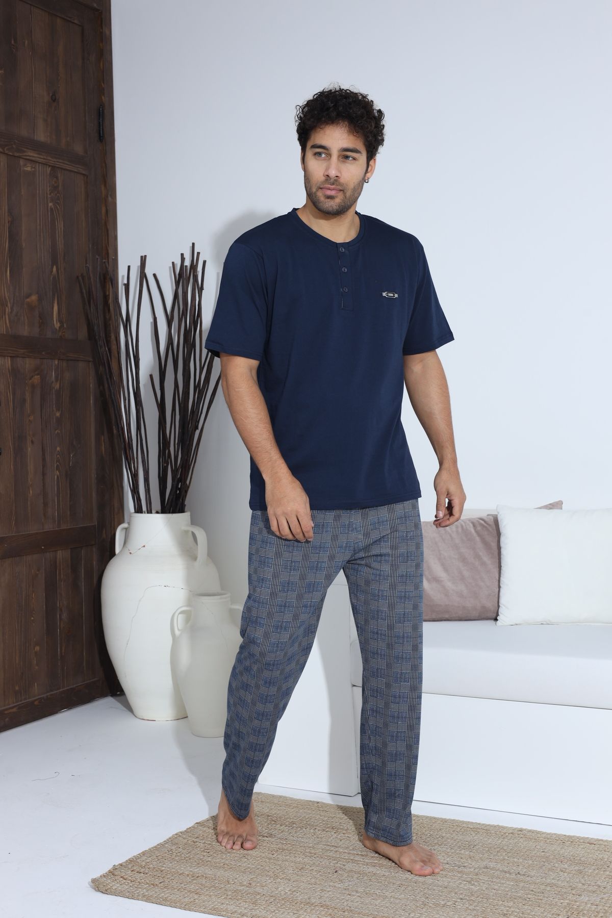 Erkek Yazlık Kısa Kol Penye Süprem Pijama Takımı