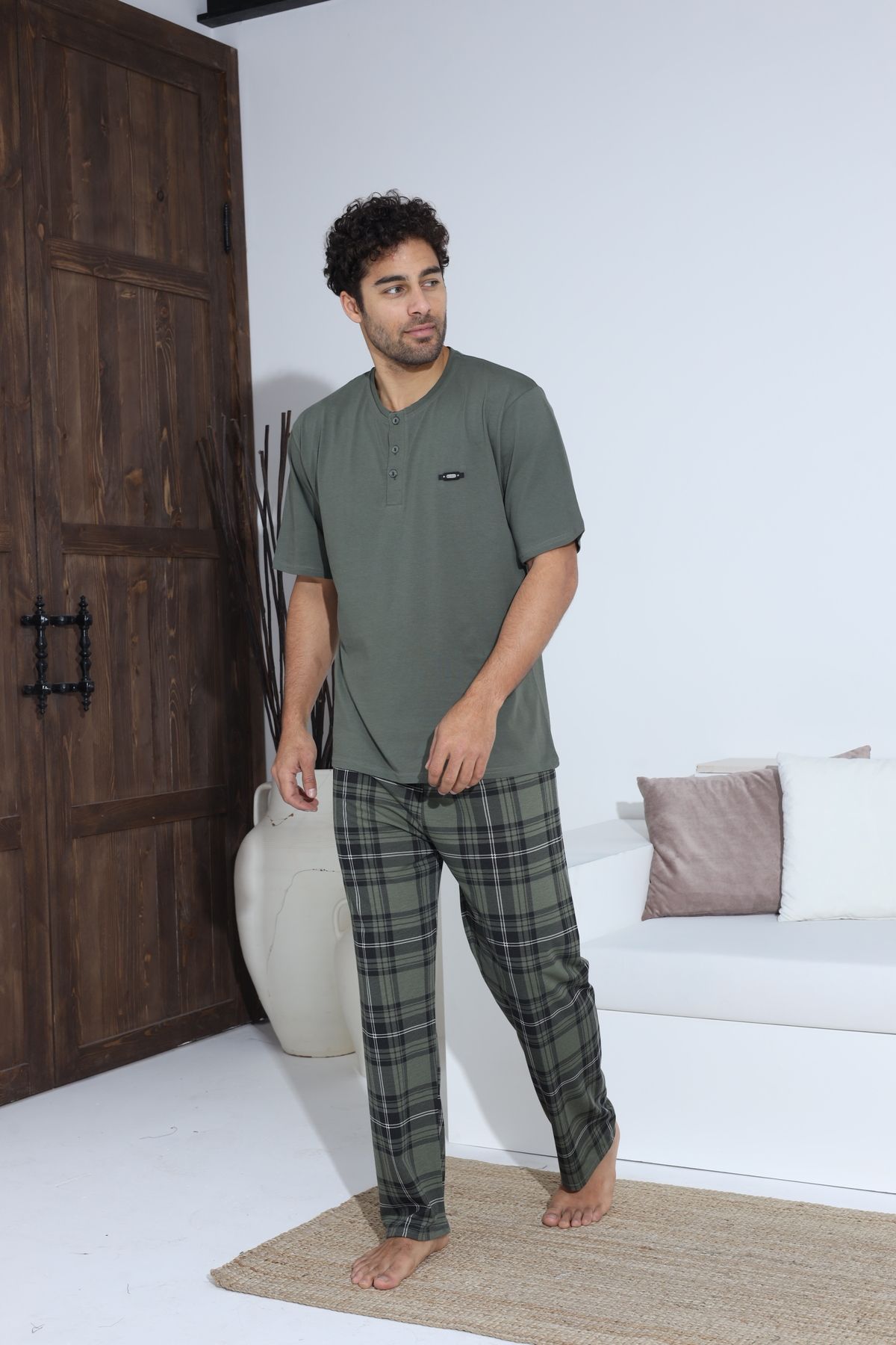 Erkek Yazlık Kısa Kol Penye Süprem Pijama Takımı