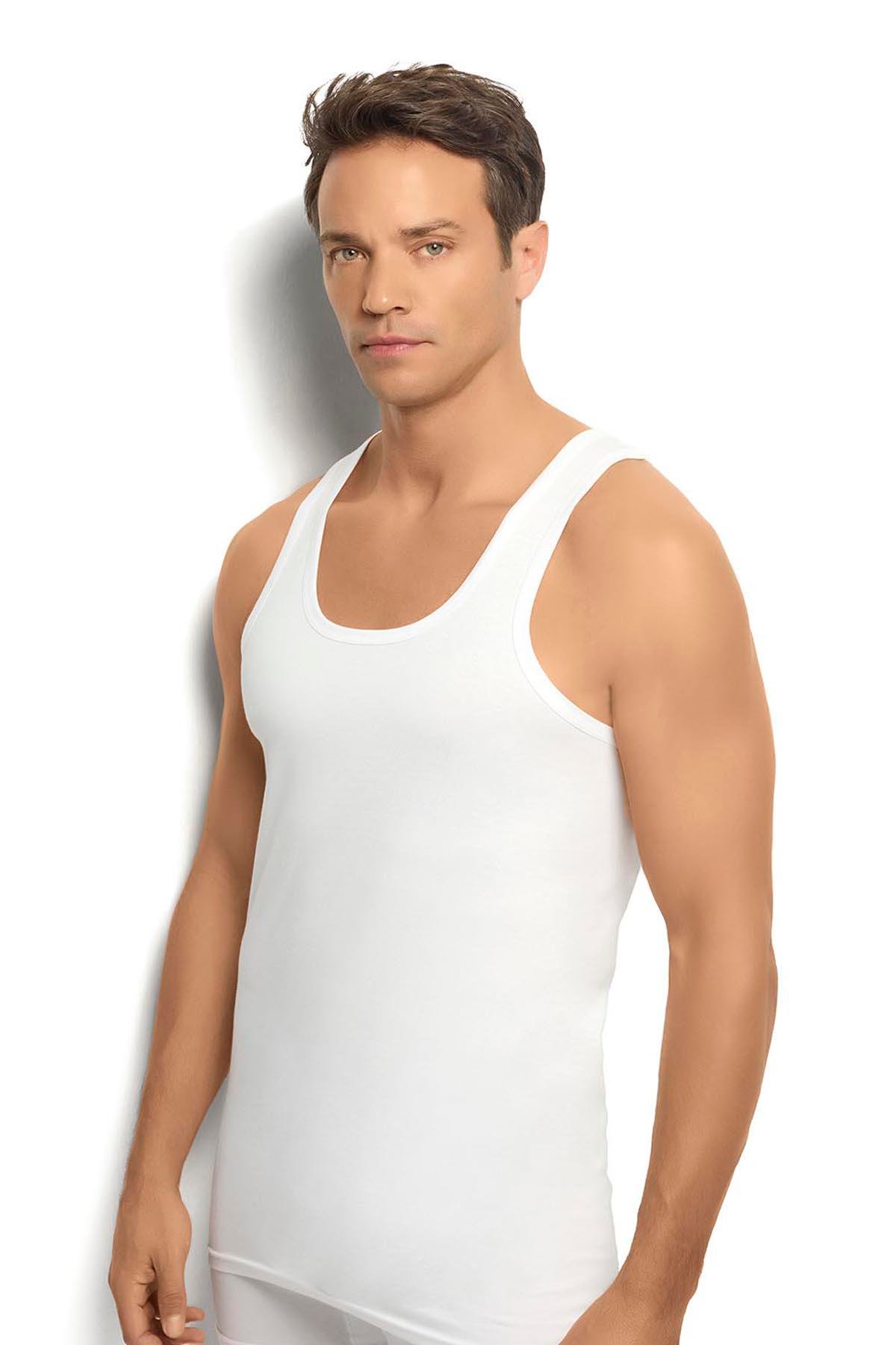 Jiber Erkek Beyaz Pamuklu Rambo Atlet