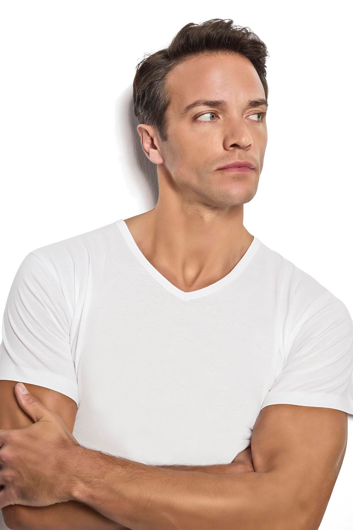 Jiber Erkek Beyaz Pamuklu V Yaka Atlet Jiber Erkek Beyaz Pamuklu V Yaka Atlet