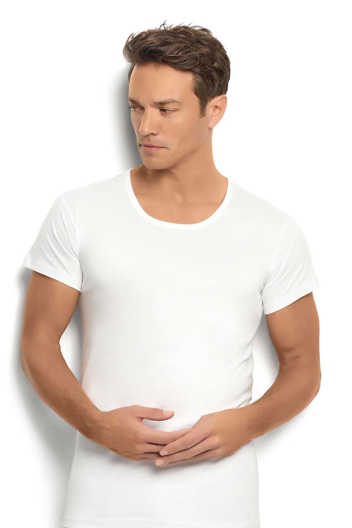 Jiber Erkek Beyaz Pamuklu Bisiklet Yaka Atlet Jiber Erkek Beyaz Pamuklu Bisiklet Yaka Atlet