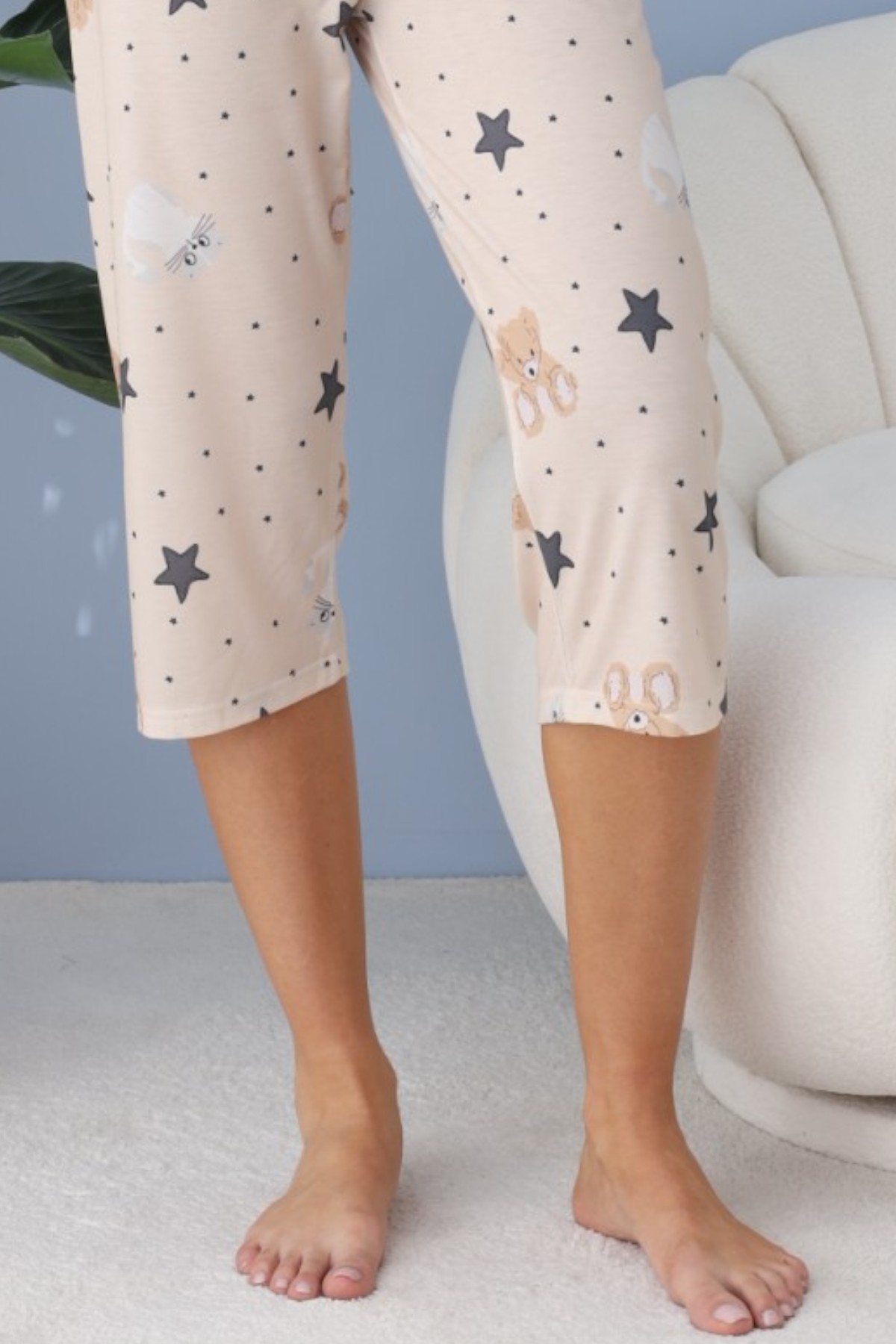 Kadın Kısa Kol Yazlık Bermuda Pijama Takımı Model 3-XL