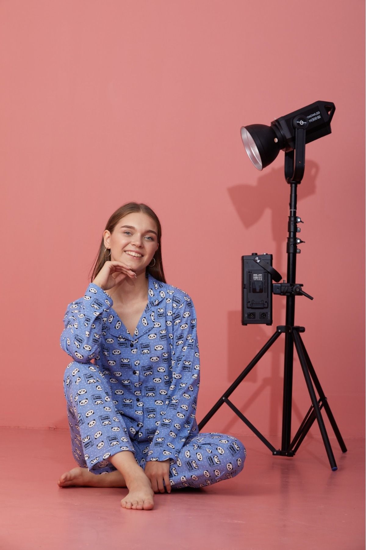 Kadın Mevsimlik Pamuklu Penye Pijama Takımı Önden Düğmeli