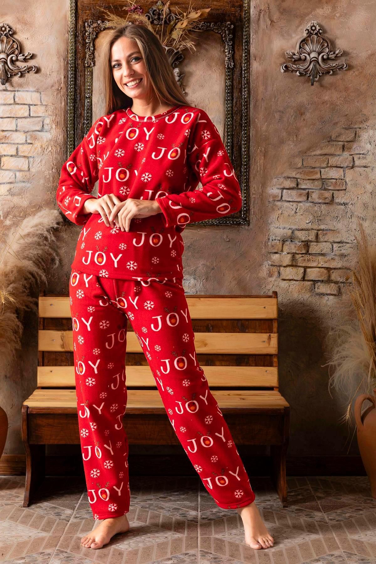 Kadın Polar Peluşlu Pijama Takımı Yeni Sezon