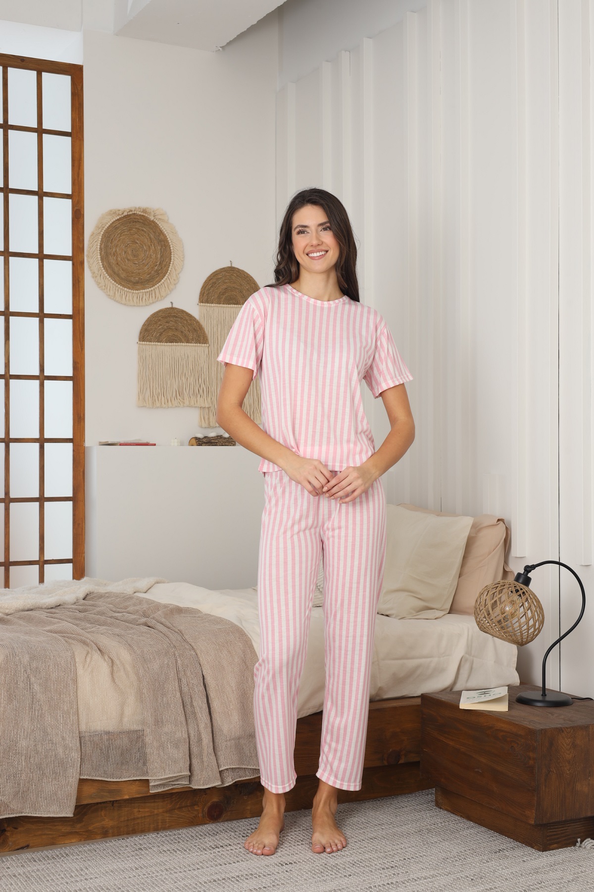 Kadın Yazlık Kısa Kol Penye Süprem Kumaş Pijama Takımı