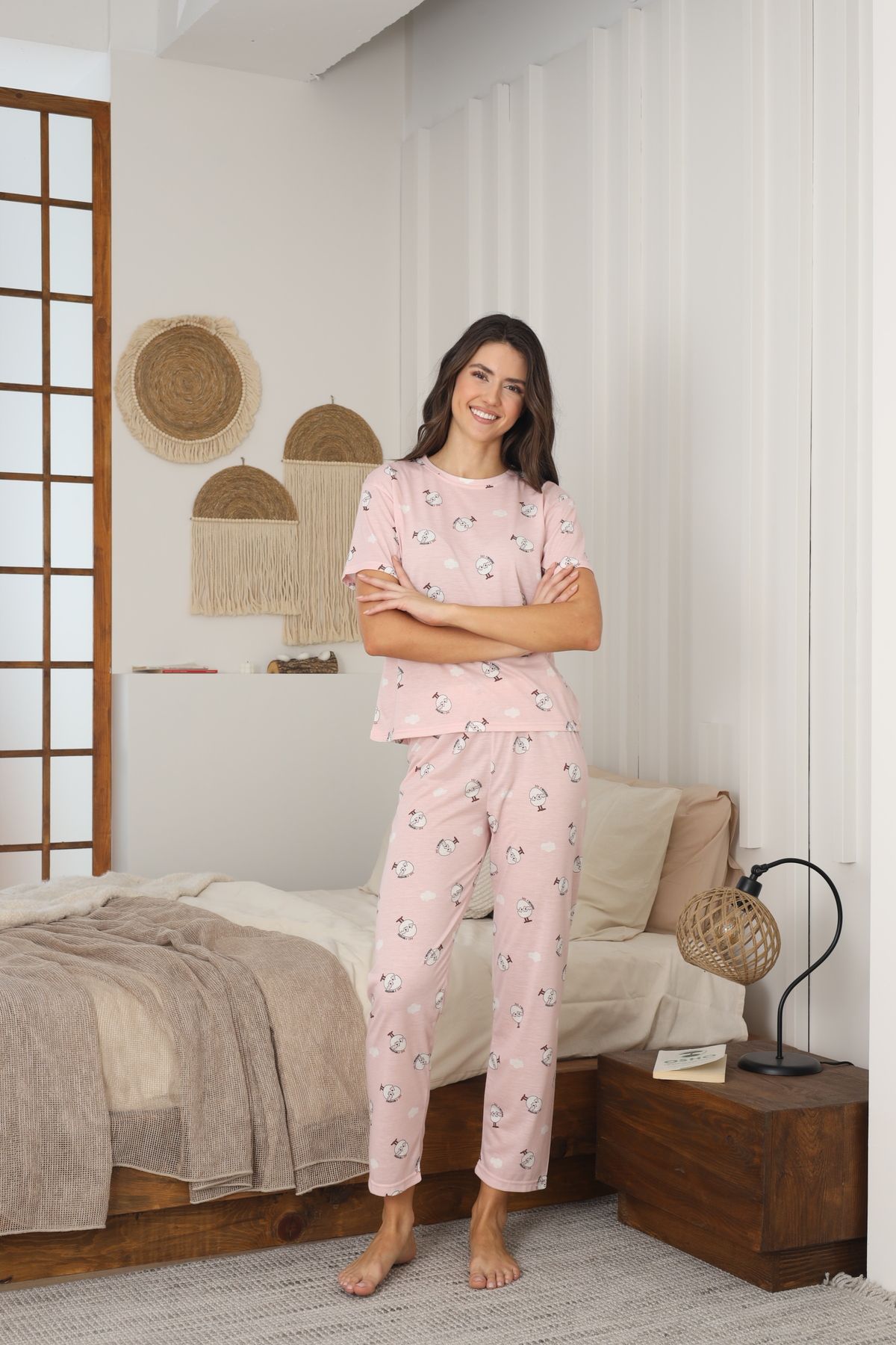 Kadın Yazlık Kısa Kol Penye Süprem Kumaş Pijama Takımı