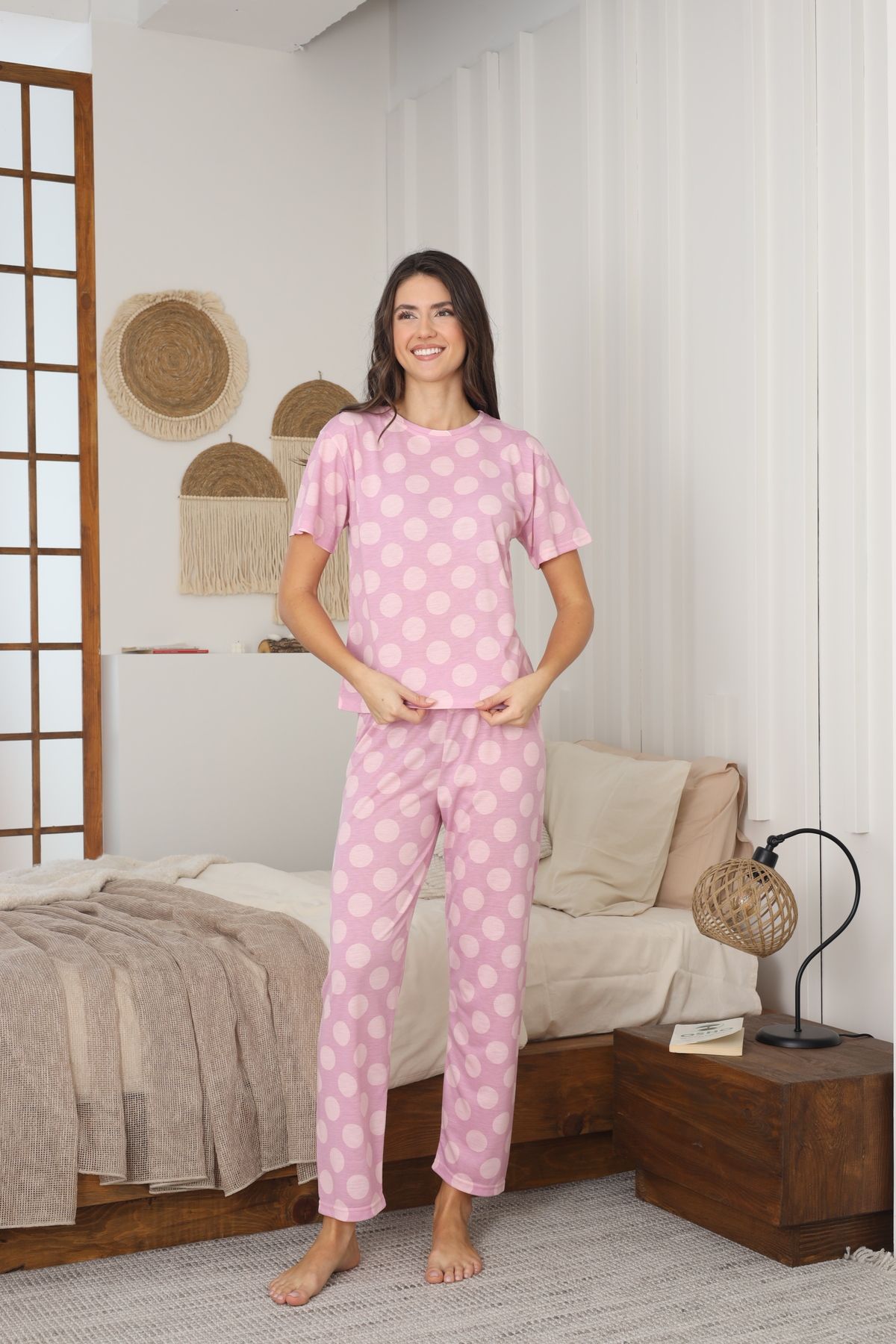 Kadın Yazlık Kısa Kol Penye Süprem Kumaş Pijama Takımı