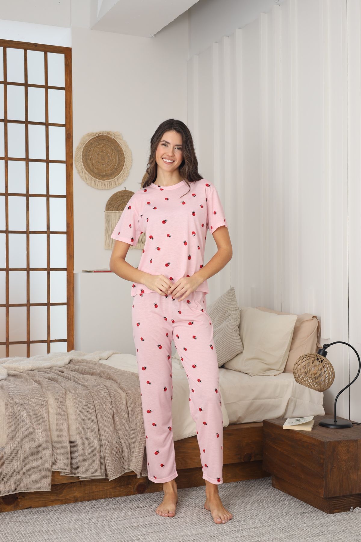 Kadın Yazlık Kısa Kol Penye Süprem Kumaş Pijama Takımı