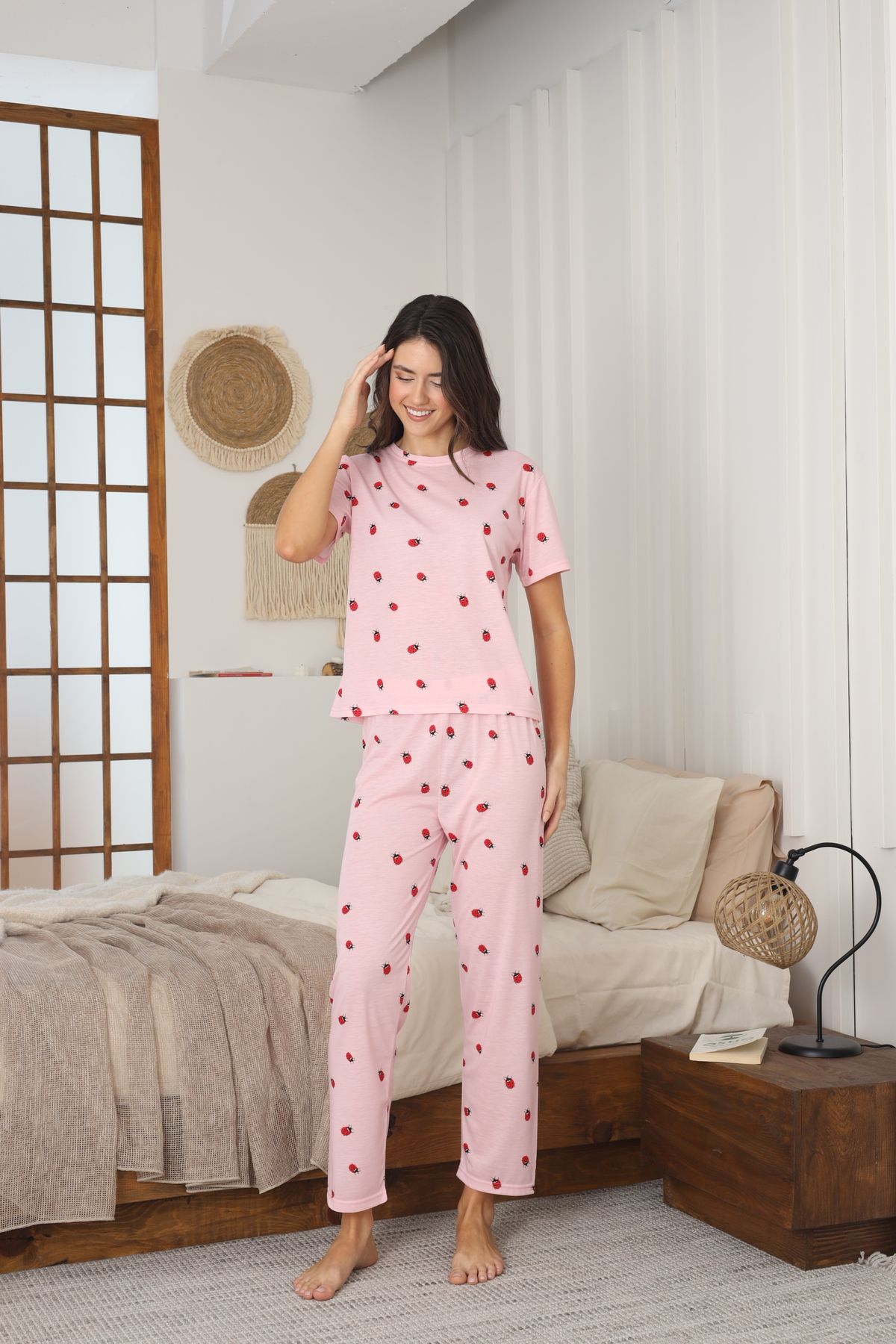 Kadın Yazlık Kısa Kol Penye Süprem Kumaş Pijama Takımı