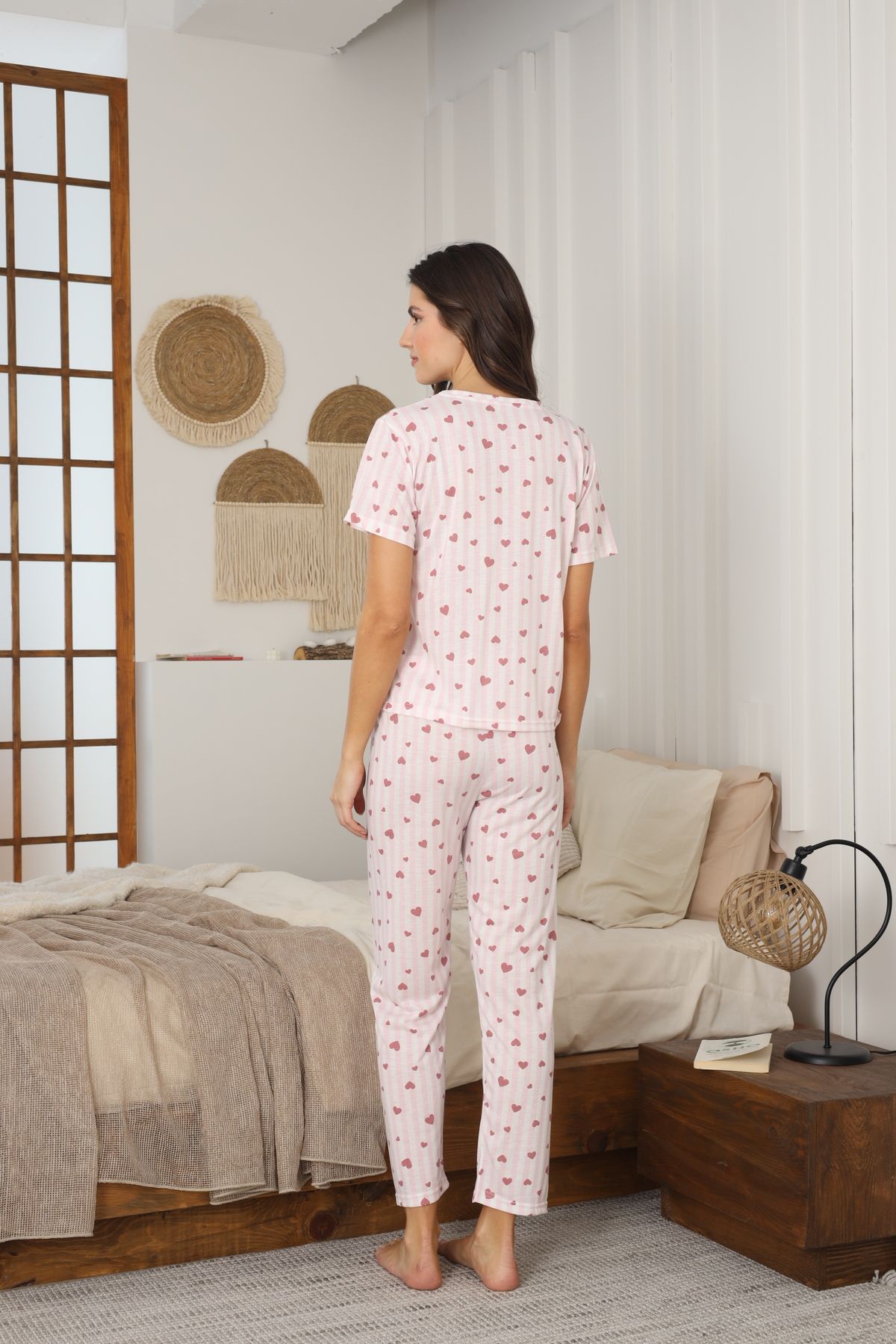 Kadın Yazlık Kısa Kol Penye Süprem Kumaş Pijama Takımı