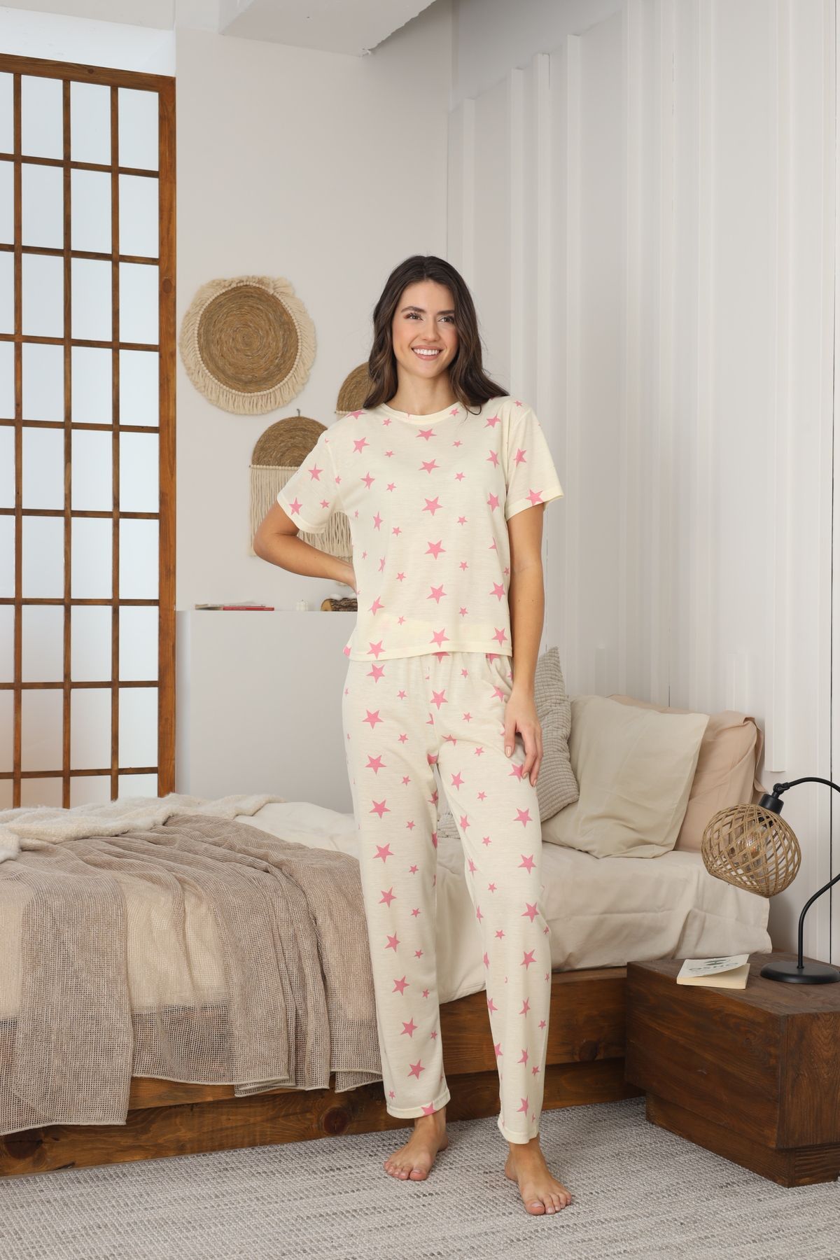 Kadın Yazlık Kısa Kol Penye Süprem Kumaş Pijama Takımı